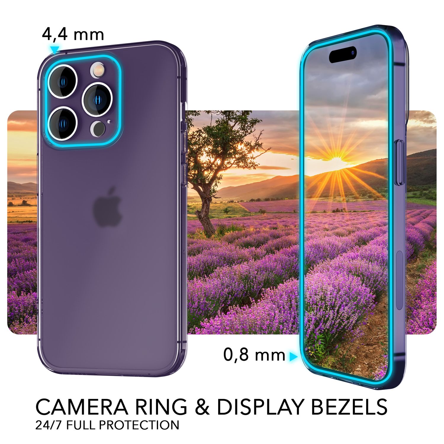 Ultra Dünne Hülle für iPhone 14 Pro, Slim 0,3mm Durchsichtig Schutz Handyhülle Lila NALIA SlimFit Hülle