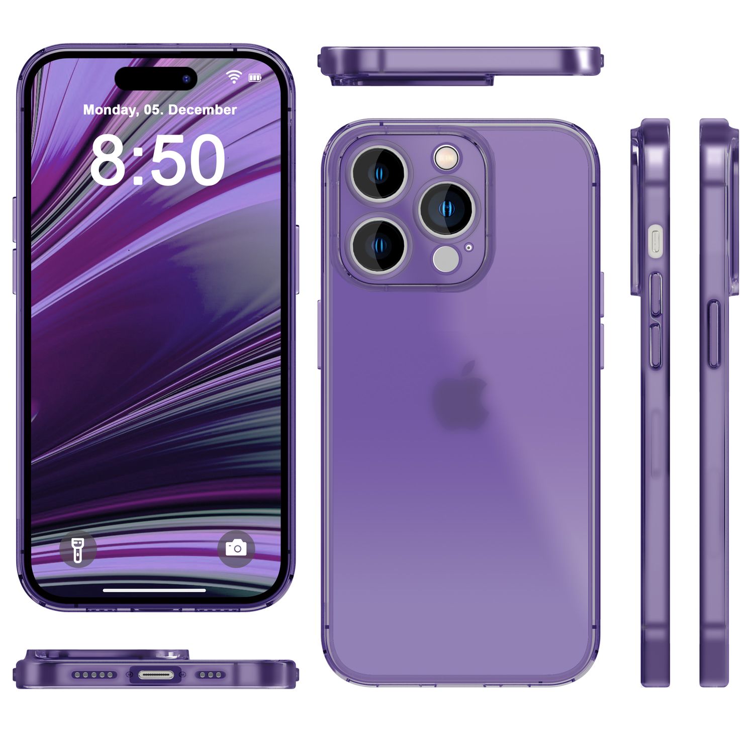 Ultra Dünne Hülle für iPhone 14 Pro, Slim 0,3mm Durchsichtig Schutz Handyhülle Lila NALIA SlimFit Hülle