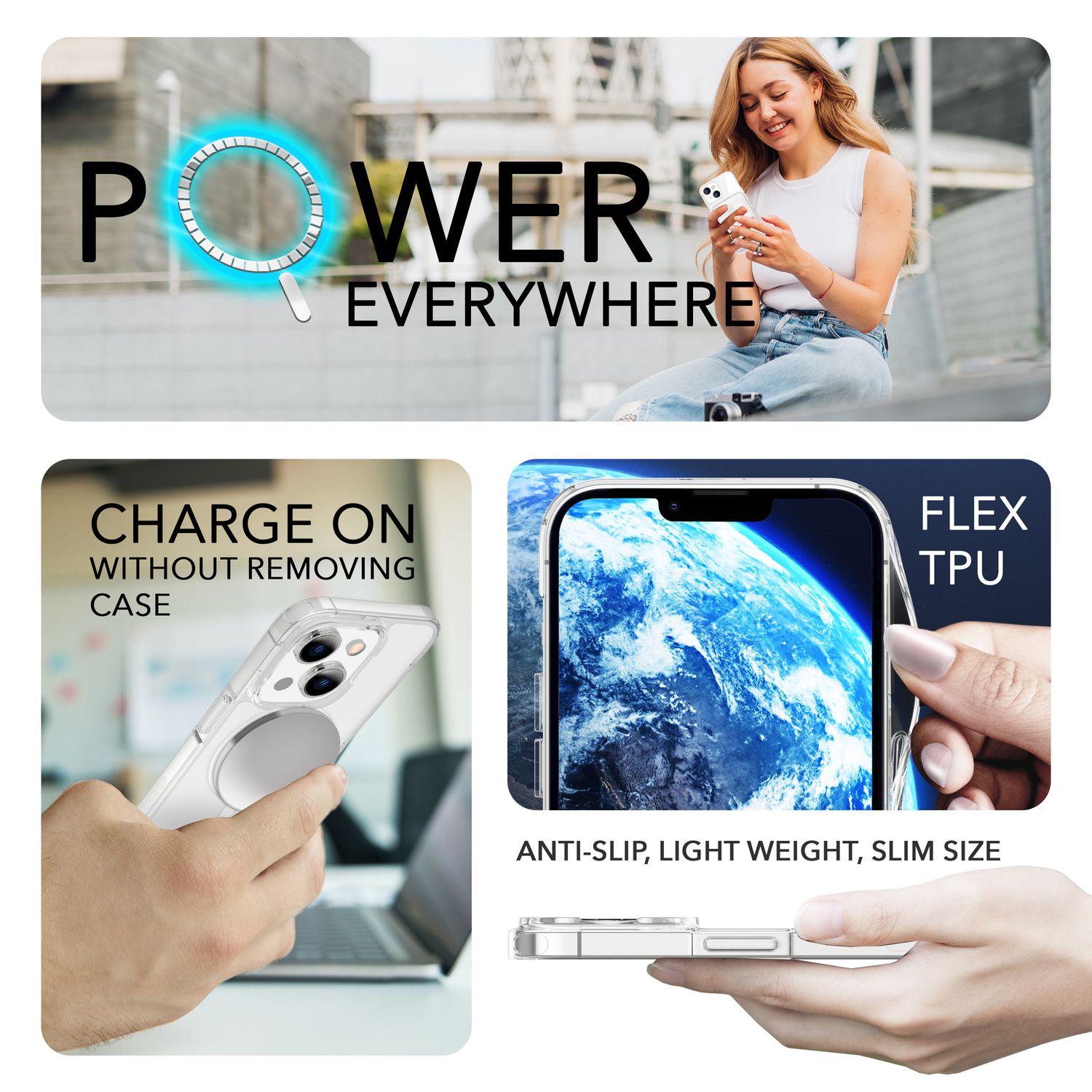 MagPower Schutzhülle für iPhone 14 Plus, Klar Kratzfest Handy Hülle Durchsichtig Default Title NALIA Transparente Hülle