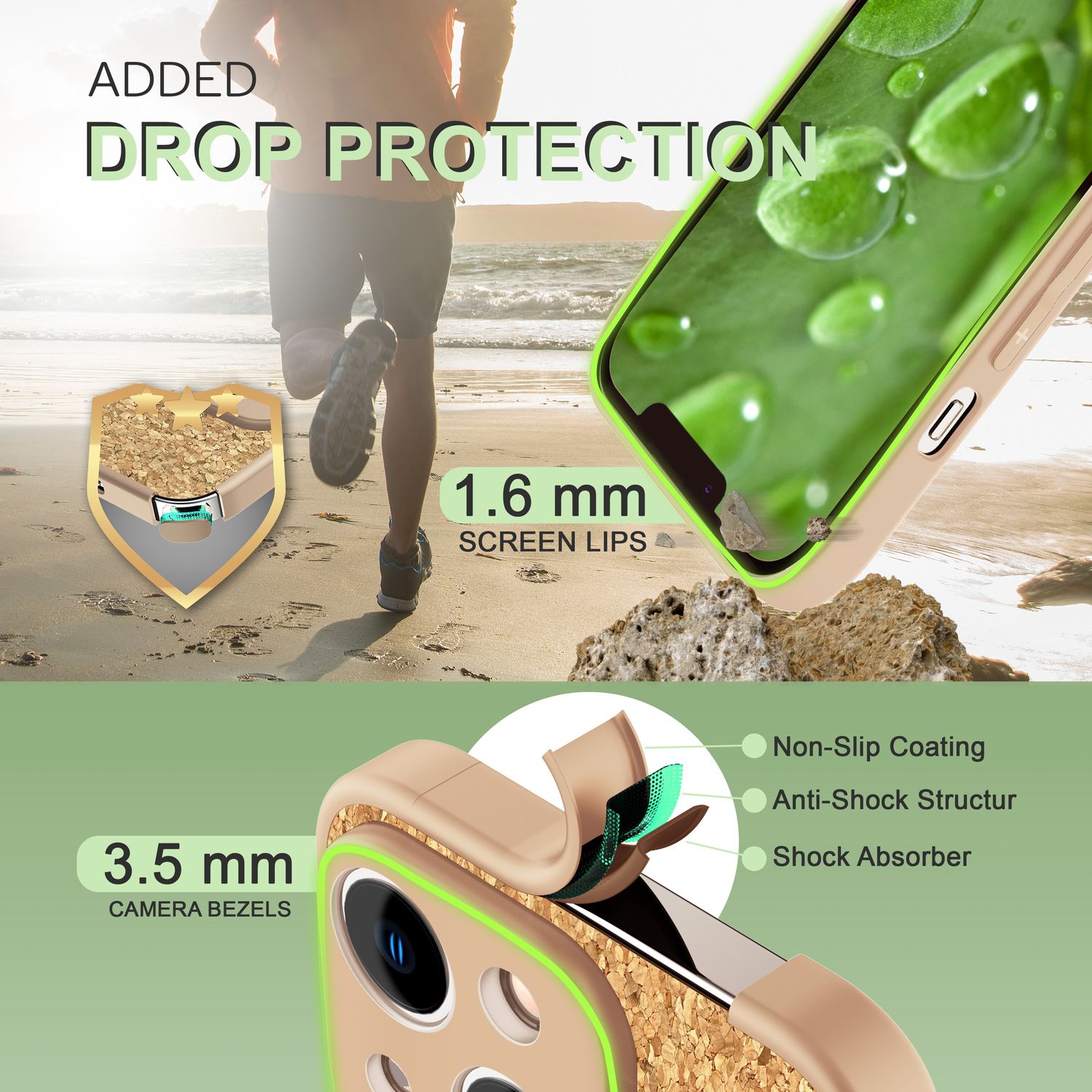 Hülle mit Natur Kork für iPhone 14, Schutzhülle TPU Handyhülle Cover Cork Case Default Title NALIA Protective Hülle