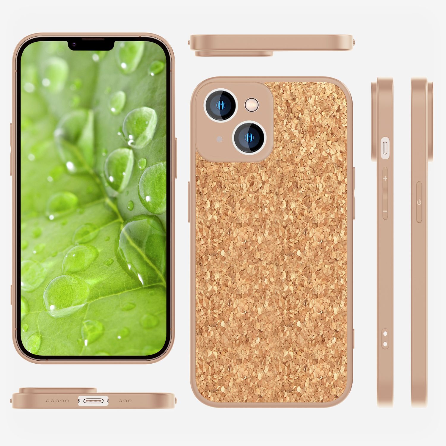 Hülle mit Natur Kork für iPhone 14, Schutzhülle TPU Handyhülle Cover Cork Case Default Title NALIA Protective Hülle