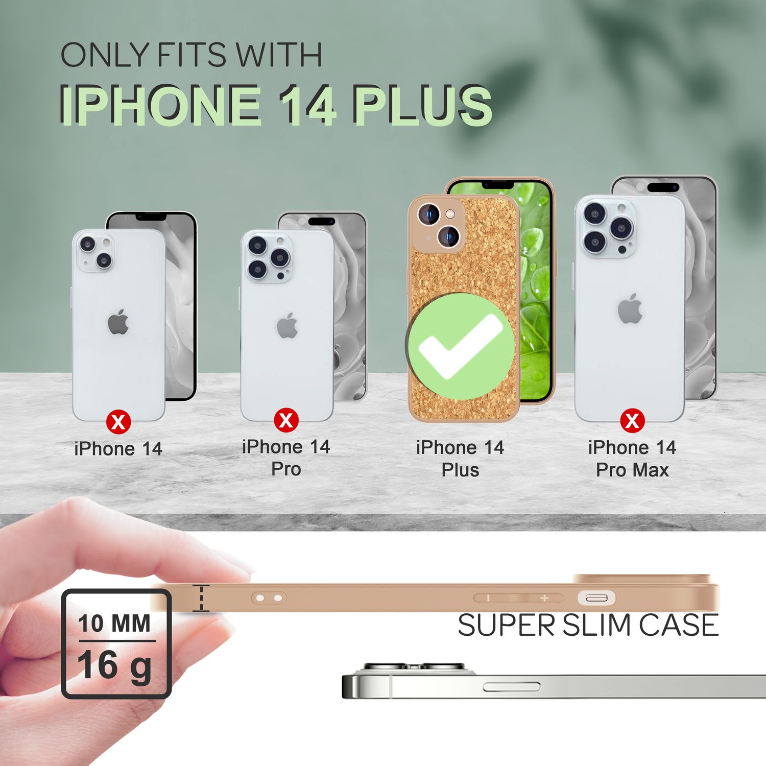 Hülle mit Natur Kork für iPhone 14 Plus, Schutzhülle TPU Handyhülle Cork Cover Default Title NALIA Protective Hülle