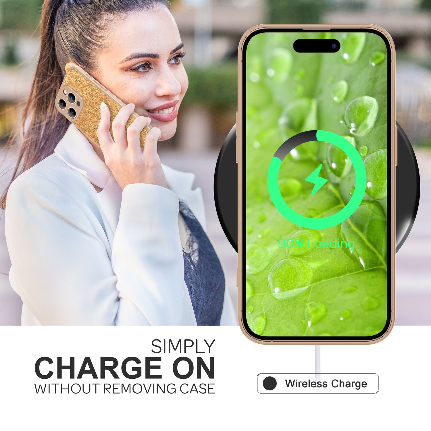 Hülle mit Natur Kork für iPhone 14 Pro, Schutzhülle TPU Handyhülle Cork Cover Default Title NALIA Protective Hülle