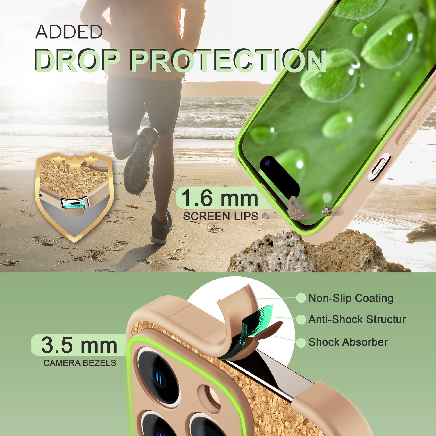 Hülle mit Natur Kork für iPhone 14 Pro Max, Schutzhülle TPU Handyhülle Cork Case Default Title NALIA Protective Hülle