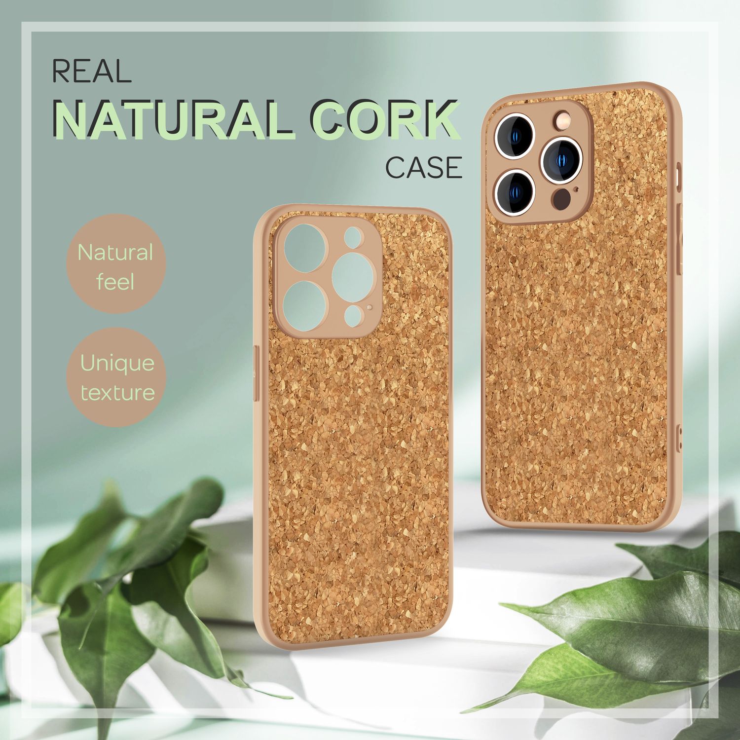 Hülle mit Natur Kork für iPhone 14 Pro Max, Schutzhülle TPU Handyhülle Cork Case Default Title NALIA Protective Hülle