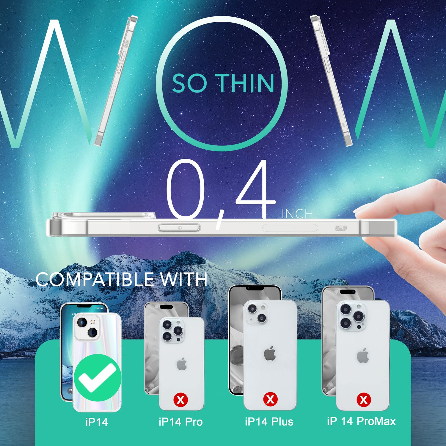 Glas Hülle für iPhone 14, Klar Regenbogen Effekt Schimmernd Cover Schutz Case Default Title NALIA Protective Hülle