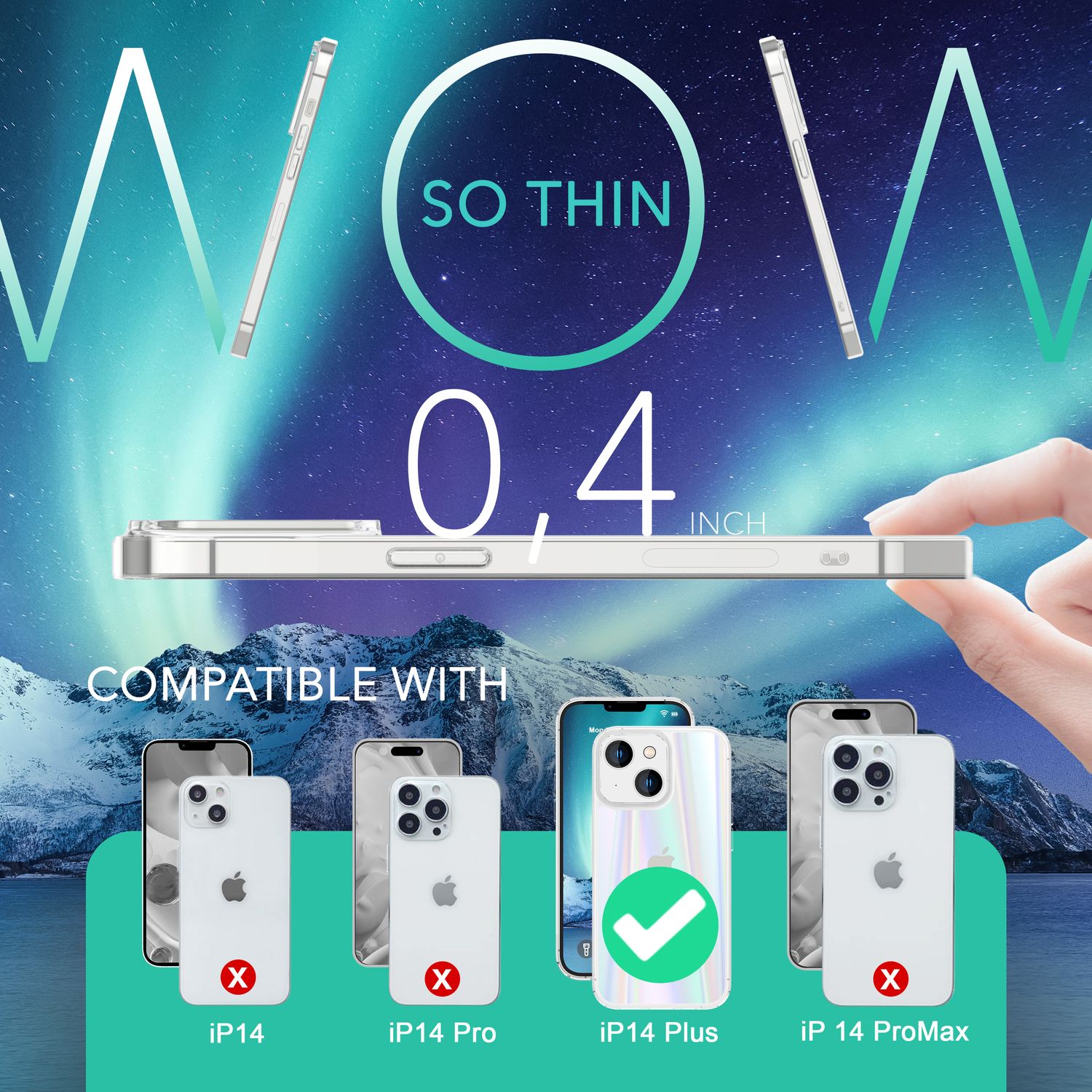 Glas Hülle für iPhone 14 Plus, Klar Regenbogen Effekt Schimmernd Schutz Cover Default Title NALIA Protective Hülle