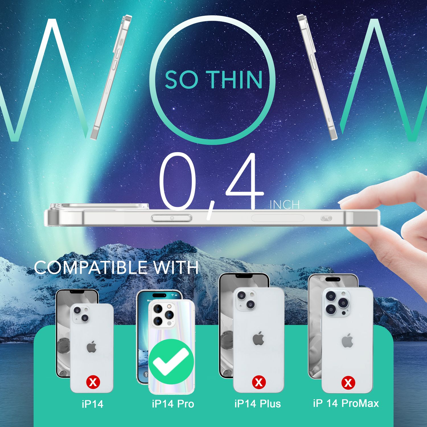 Glas Hülle für iPhone 14 Pro, Klar Regenbogen Effekt Bunt Schimmernd Schutz Case Default Title NALIA Protective Hülle