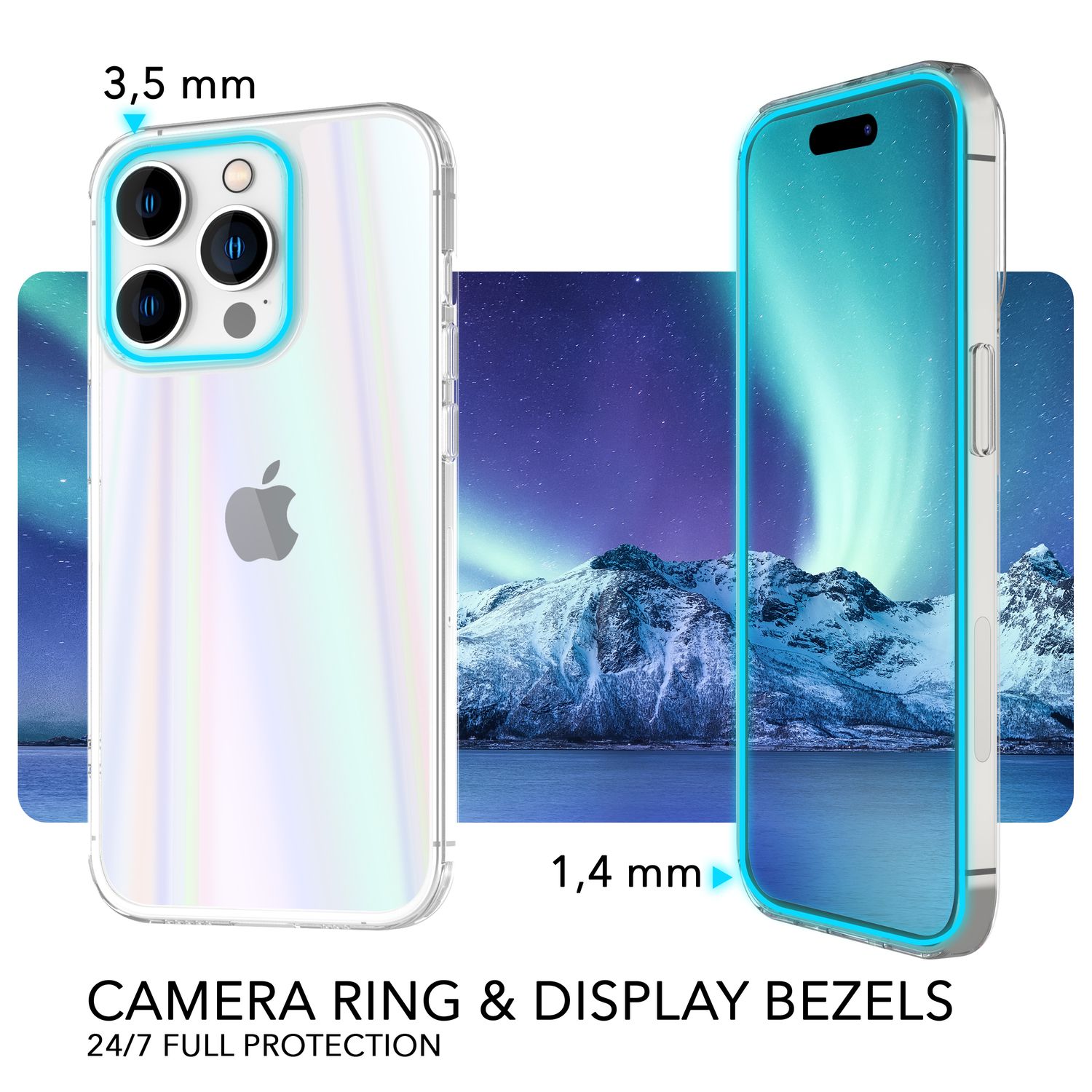 Glas Hülle für iPhone 14 Pro, Klar Regenbogen Effekt Bunt Schimmernd Schutz Case Default Title NALIA Protective Hülle