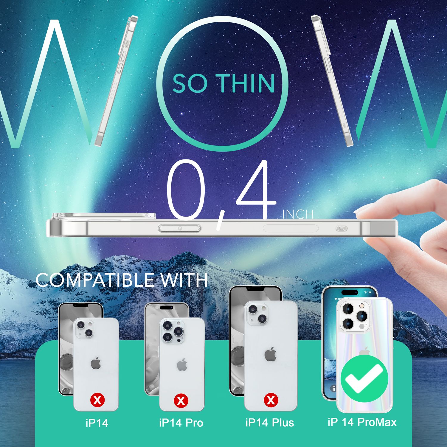 Glas Hülle für iPhone 14 Pro Max, Klar Regenbogen Effekt Schimmernd Schutz Case Default Title NALIA Protective Hülle