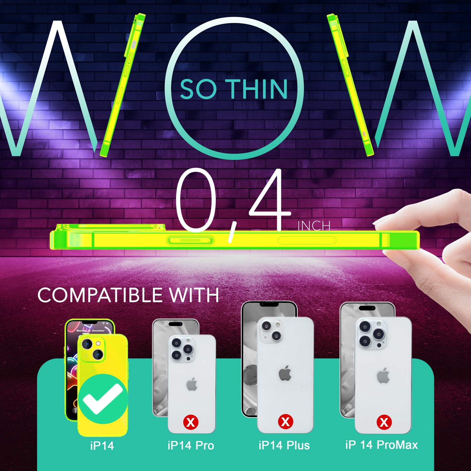 Neon Hülle für iPhone 14, Durchscheinend Bunt Leuchtend Handyhülle Schutzhülle Gelb NALIA Neon Hülle