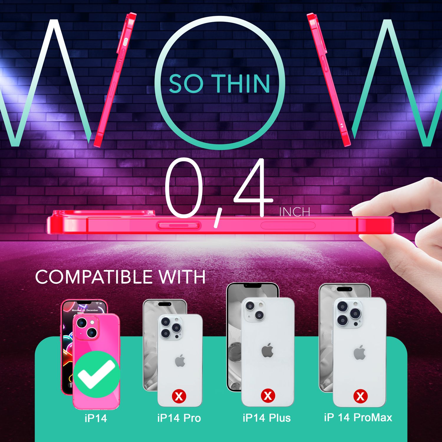 Neon Hülle für iPhone 14, Durchscheinend Bunt Leuchtend Handyhülle Schutzhülle Pink NALIA Neon Hülle