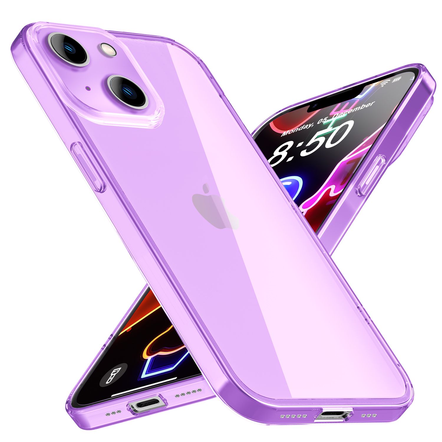 Neon Hülle für iPhone 14 Plus, Durchscheinend Bunt Handyhülle Schutzhülle Cover Lila NALIA Neon Hülle
