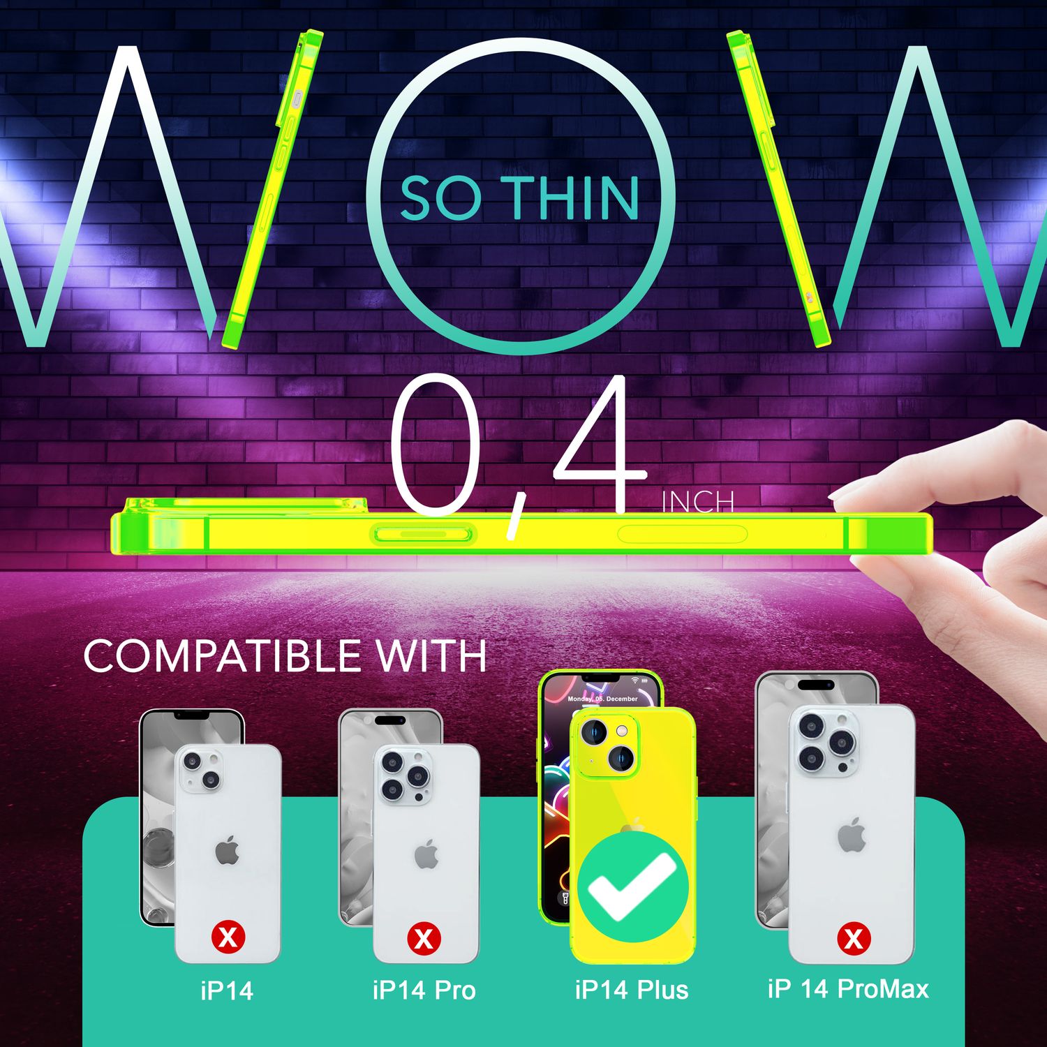 Neon Hülle für iPhone 14 Plus, Durchscheinend Bunt Handyhülle Schutzhülle Cover Gelb NALIA Neon Hülle