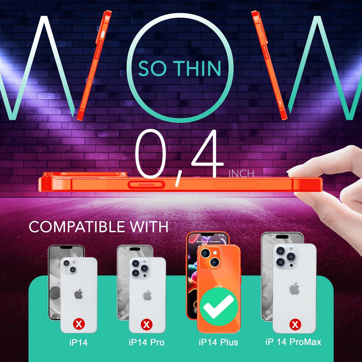 Neon Hülle für iPhone 14 Plus, Durchscheinend Bunt Handyhülle Schutzhülle Cover Orange NALIA Neon Hülle