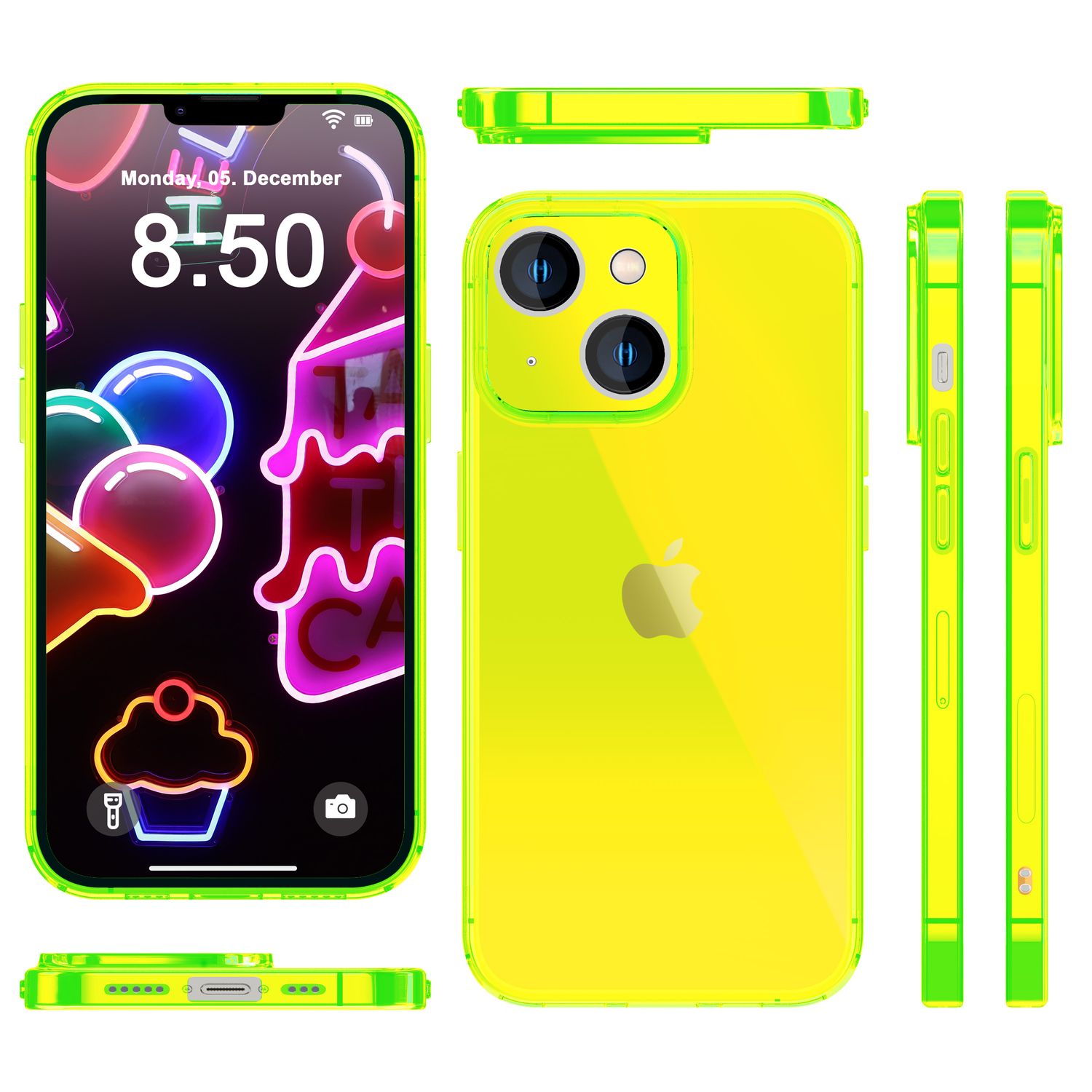 Neon Hülle für iPhone 14 Plus, Durchscheinend Bunt Handyhülle Schutzhülle Cover Gelb NALIA Neon Hülle