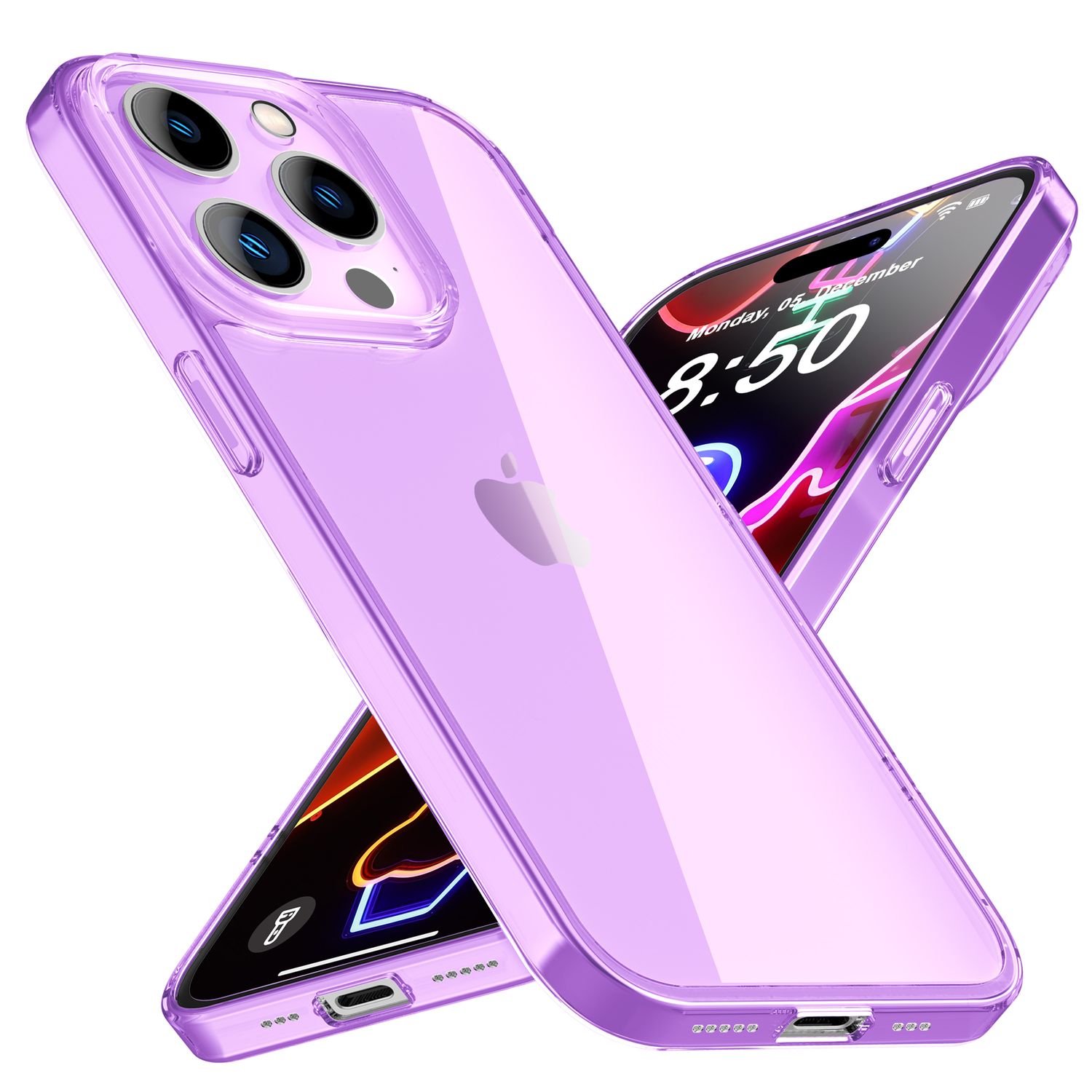 Neon Hülle für iPhone 14 Pro Max, Durchscheinend Bunt Handyhülle TPU Schutzhülle Lila NALIA Neon Hülle