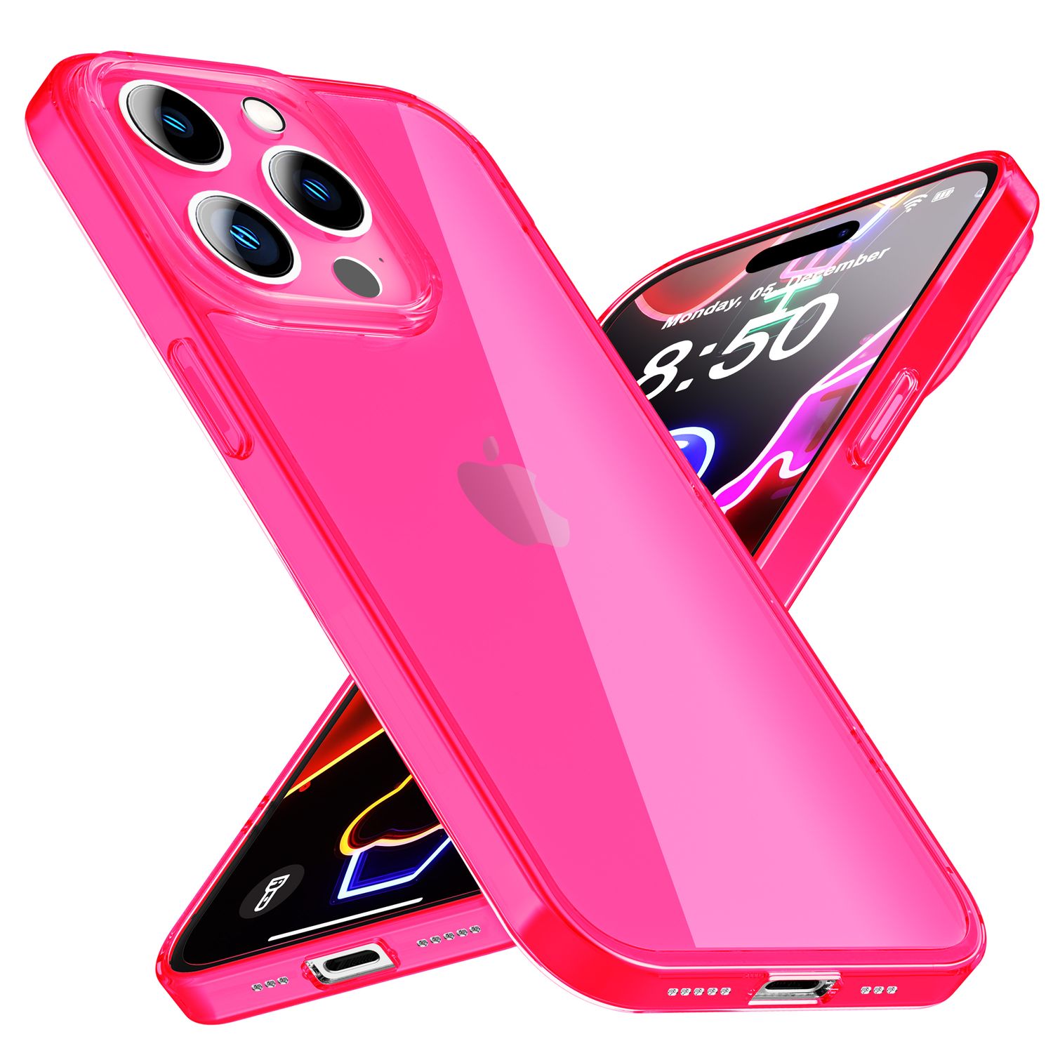 Neon Hülle für iPhone 14 Pro Max, Durchscheinend Bunt Handyhülle TPU Schutzhülle