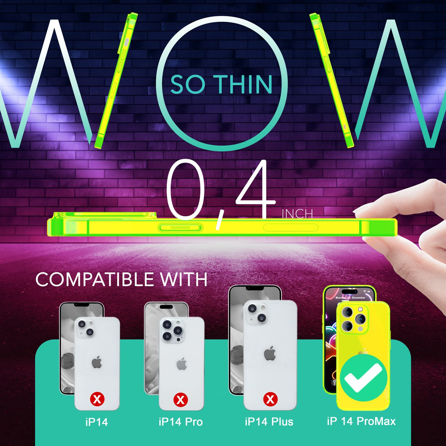 Neon Hülle für iPhone 14 Pro Max, Durchscheinend Bunt Handyhülle TPU Schutzhülle Gelb NALIA Neon Hülle