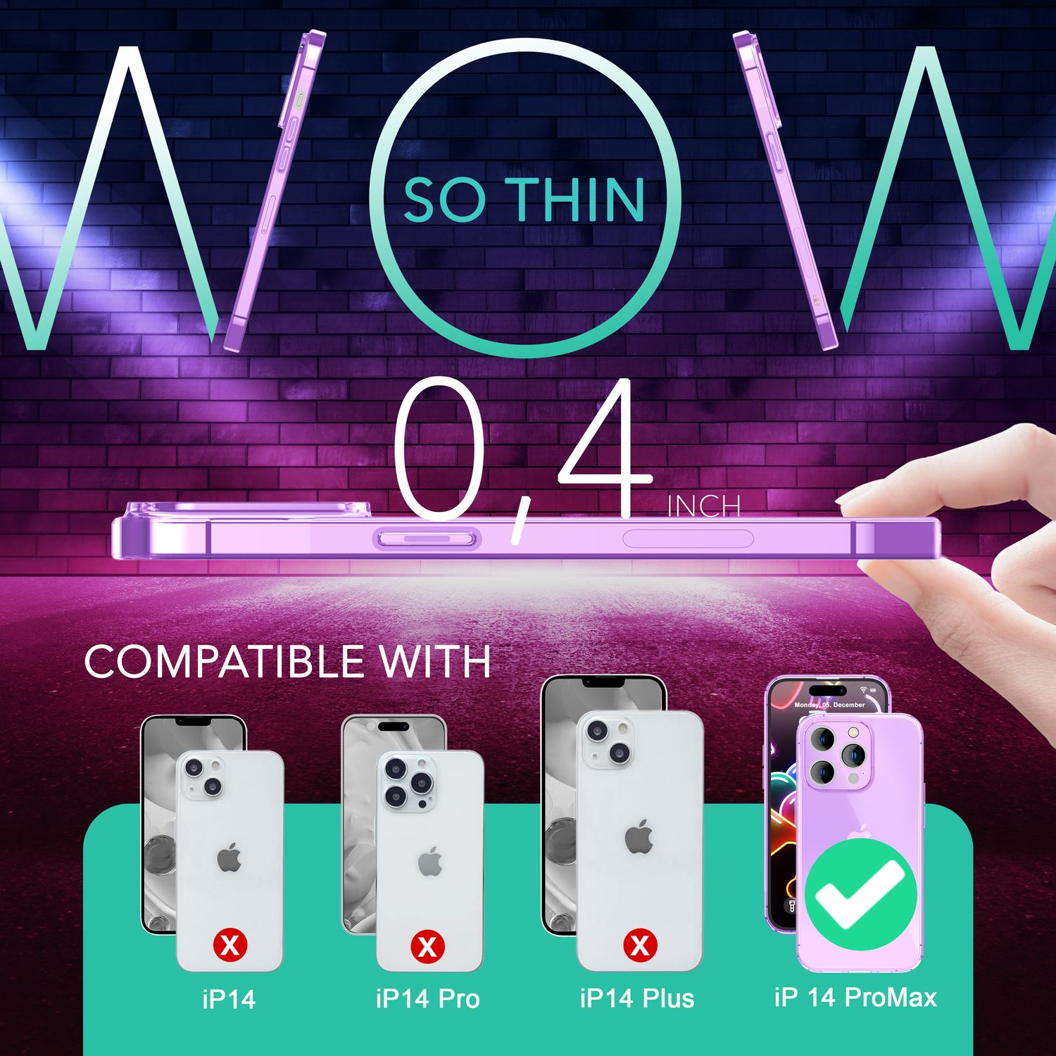 Neon Hülle für iPhone 14 Pro Max, Durchscheinend Bunt Handyhülle TPU Schutzhülle Lila NALIA Neon Hülle