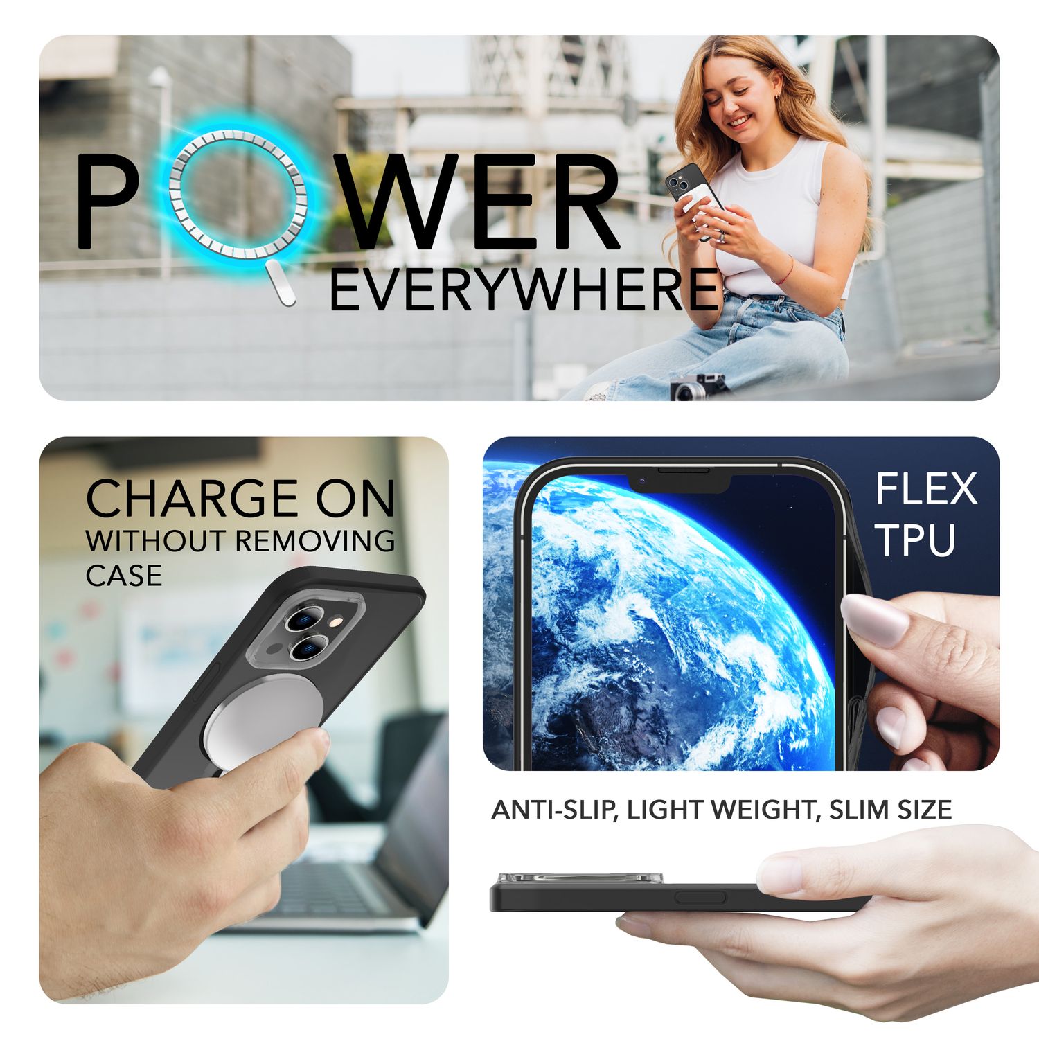 MagSafe Hülle mit 2x Schutz Glas für iPhone 14, Halb-Transparent Anti-Gelb Cover Default Title NALIA Protective Hülle