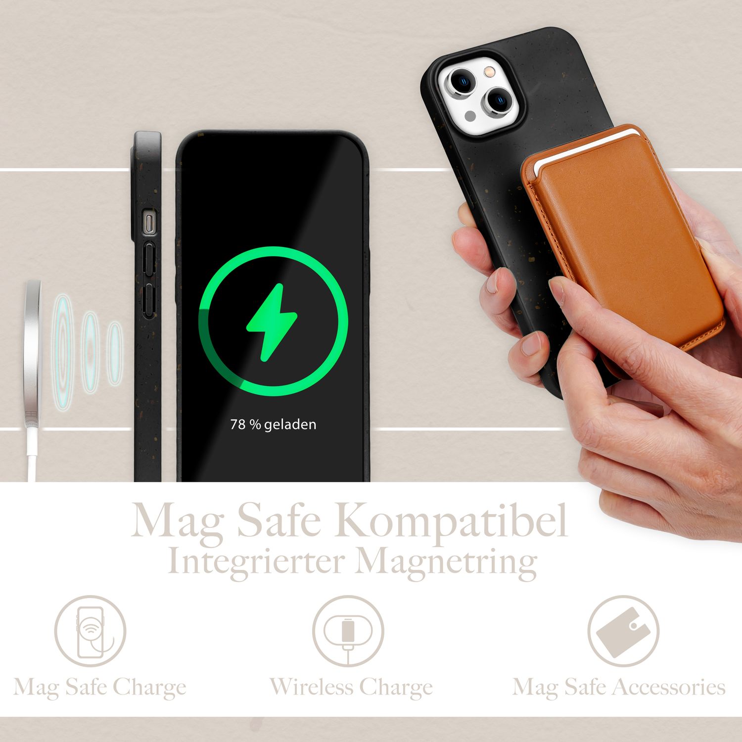 Bio Hülle mit MagSafe für iPhone 14, Nachhaltig Öko Case Umweltfreundlich