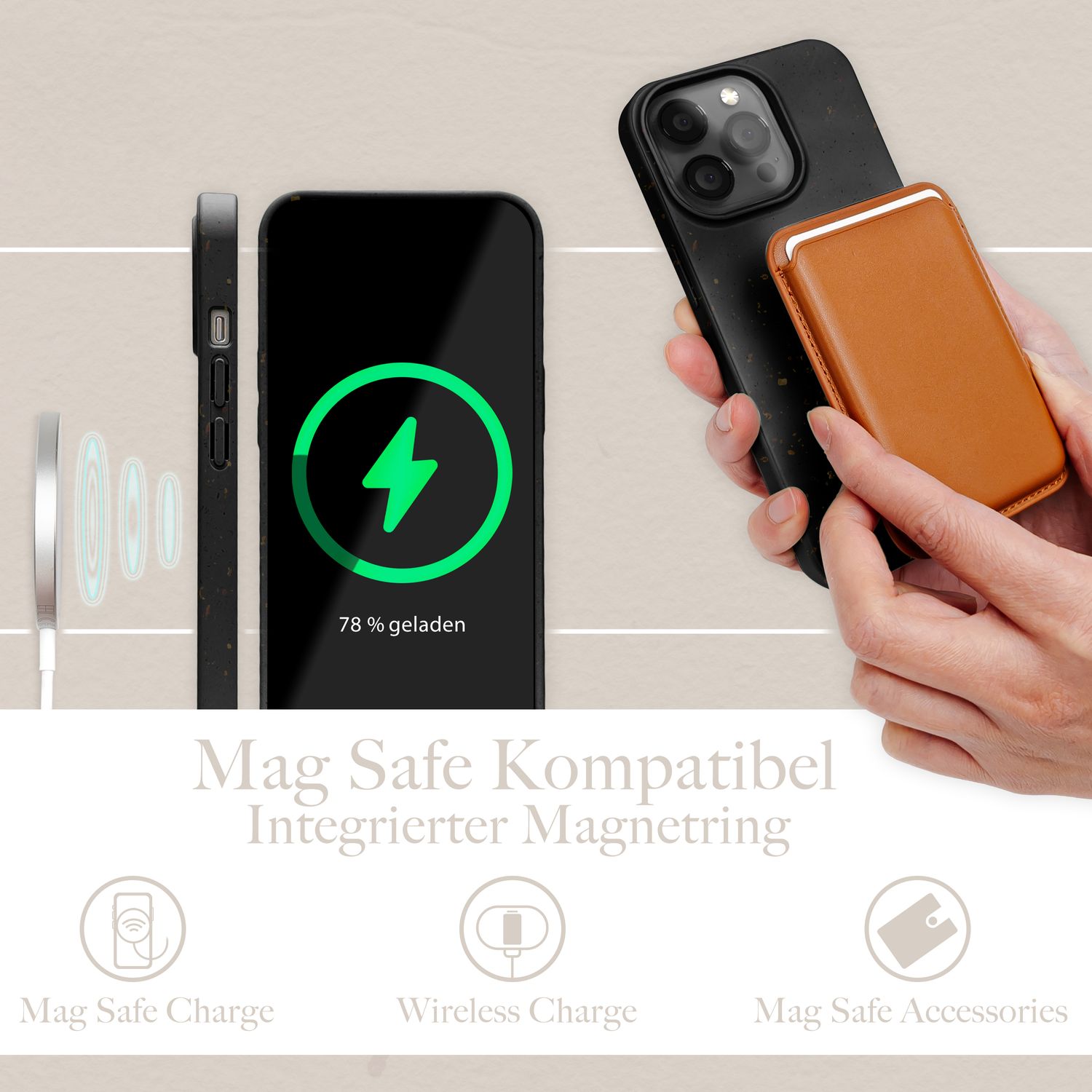 Bio Hülle mit MagSafe für iPhone 14 Pro, Nachhaltig Öko Case Umweltfreundlich