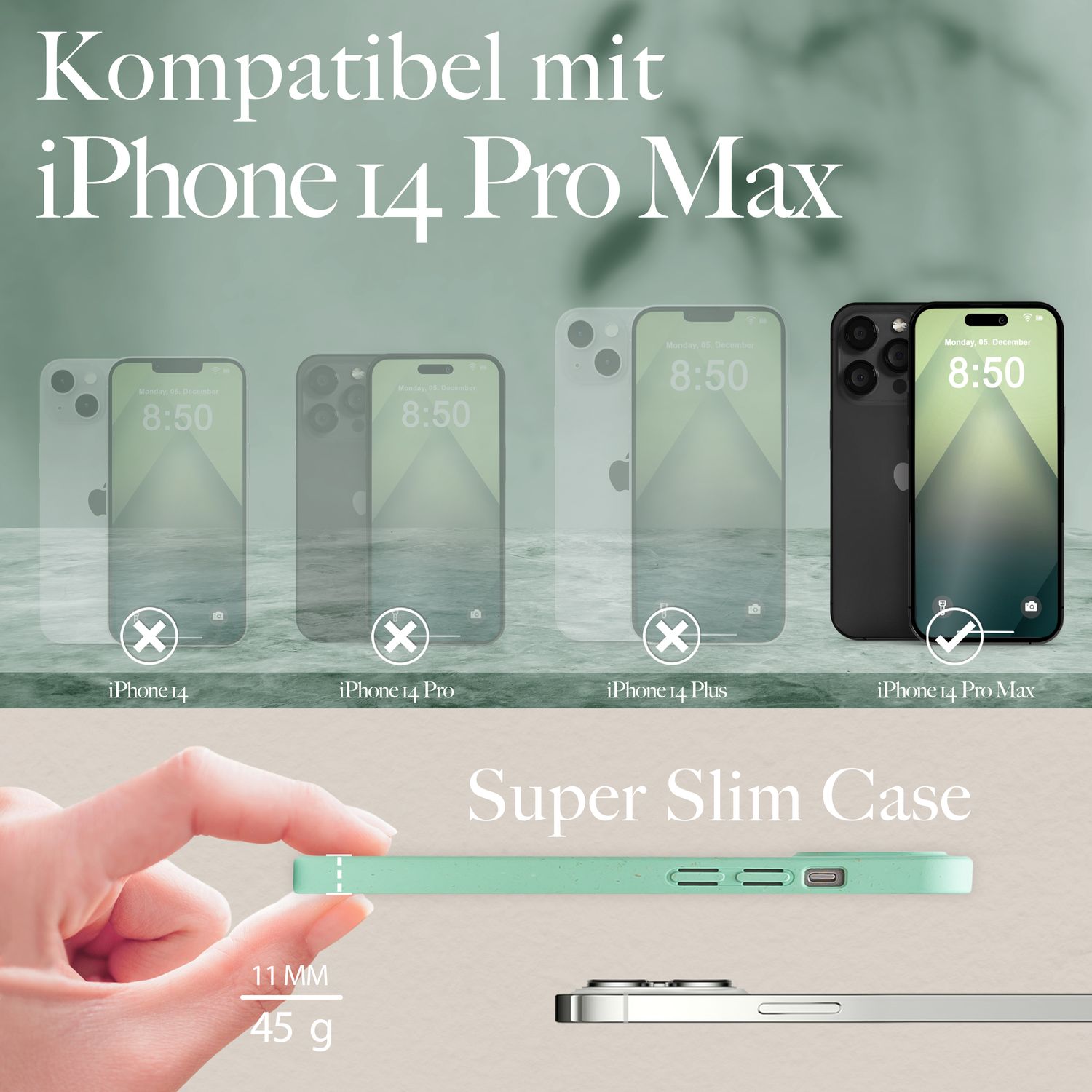 Bio Hülle für iPhone 14 Pro Max, Nachhaltiges Case Umweltfreundlich Natur Cover