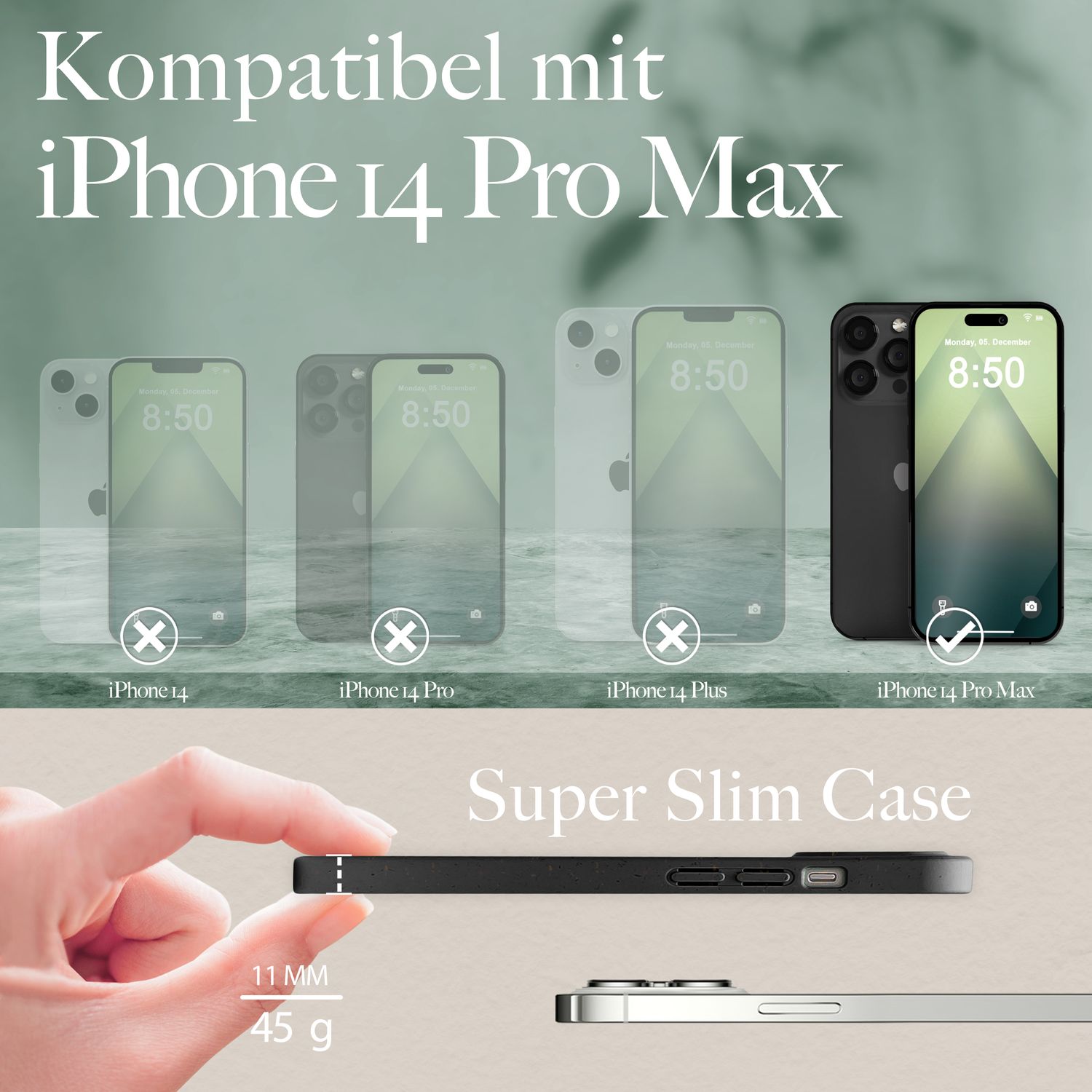 Bio Hülle für iPhone 14 Pro Max, Nachhaltiges Case Umweltfreundlich Natur Cover