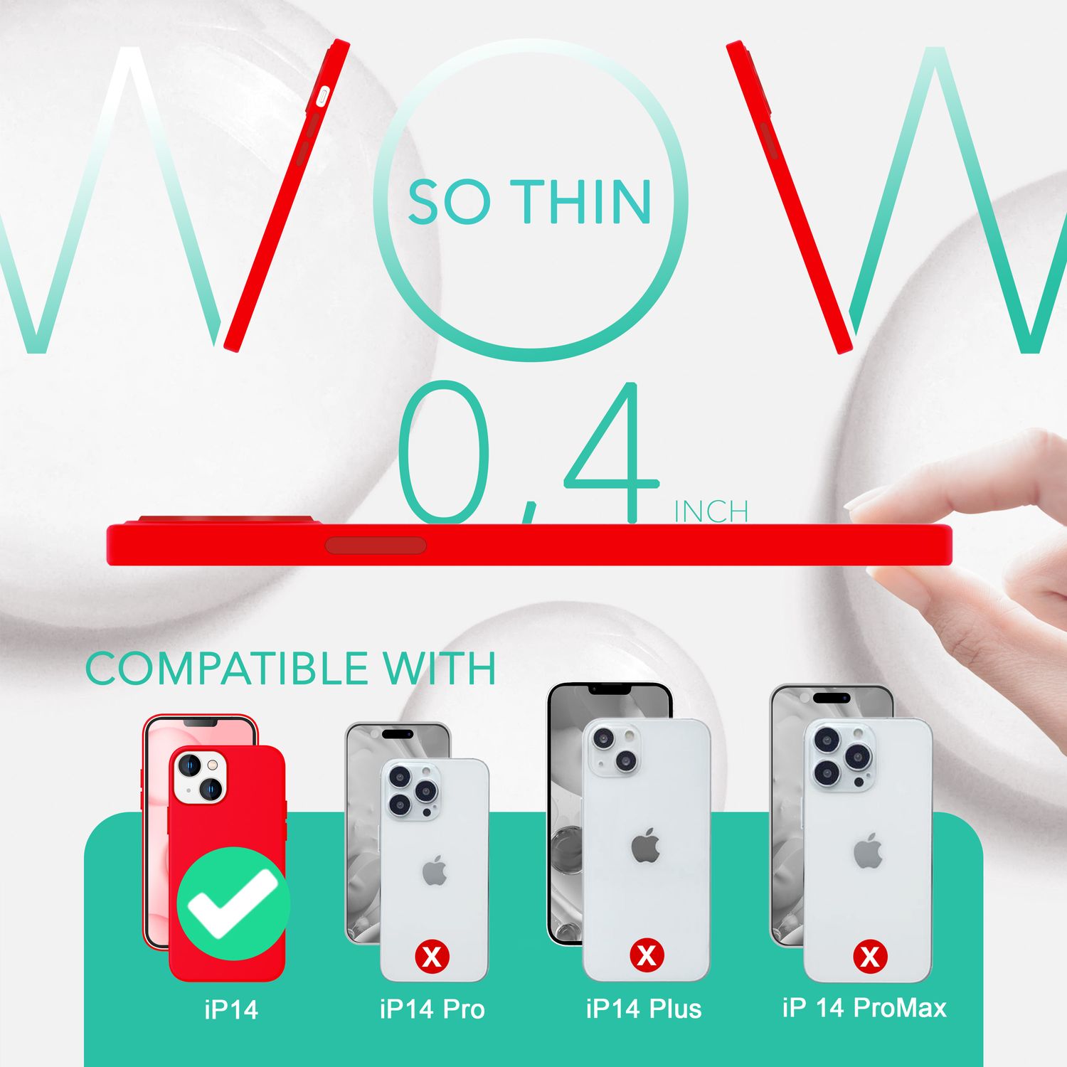 MagSafe Hülle mit 2x Schutz Glas für iPhone 14, Easy Clean Silikon Handy Cover Rot NALIA Protective Hülle