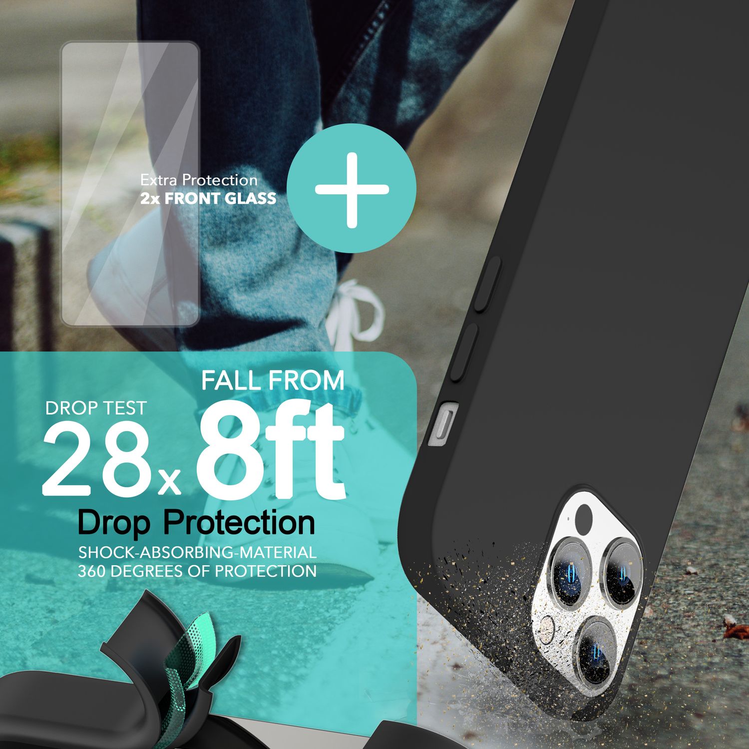 MagSafe Hülle mit 2x Schutz Glas für iPhone 14 Pro Max, Easy Clean Silikon Case Schwarz NALIA Protective Hülle