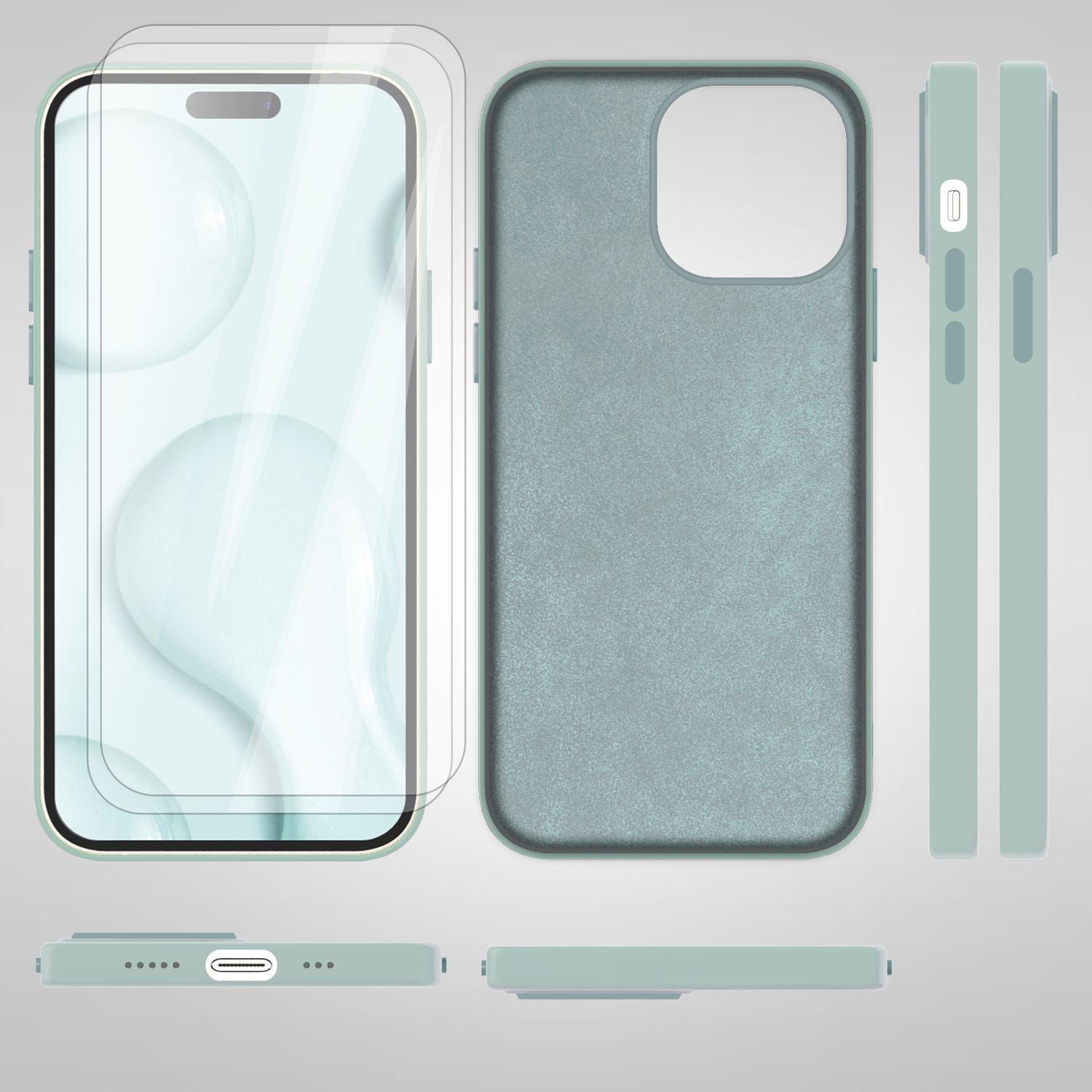 MagSafe Hülle mit 2x Schutz Glas für iPhone 14 Pro Max, Easy Clean Silikon Case Grün NALIA Protective Hülle