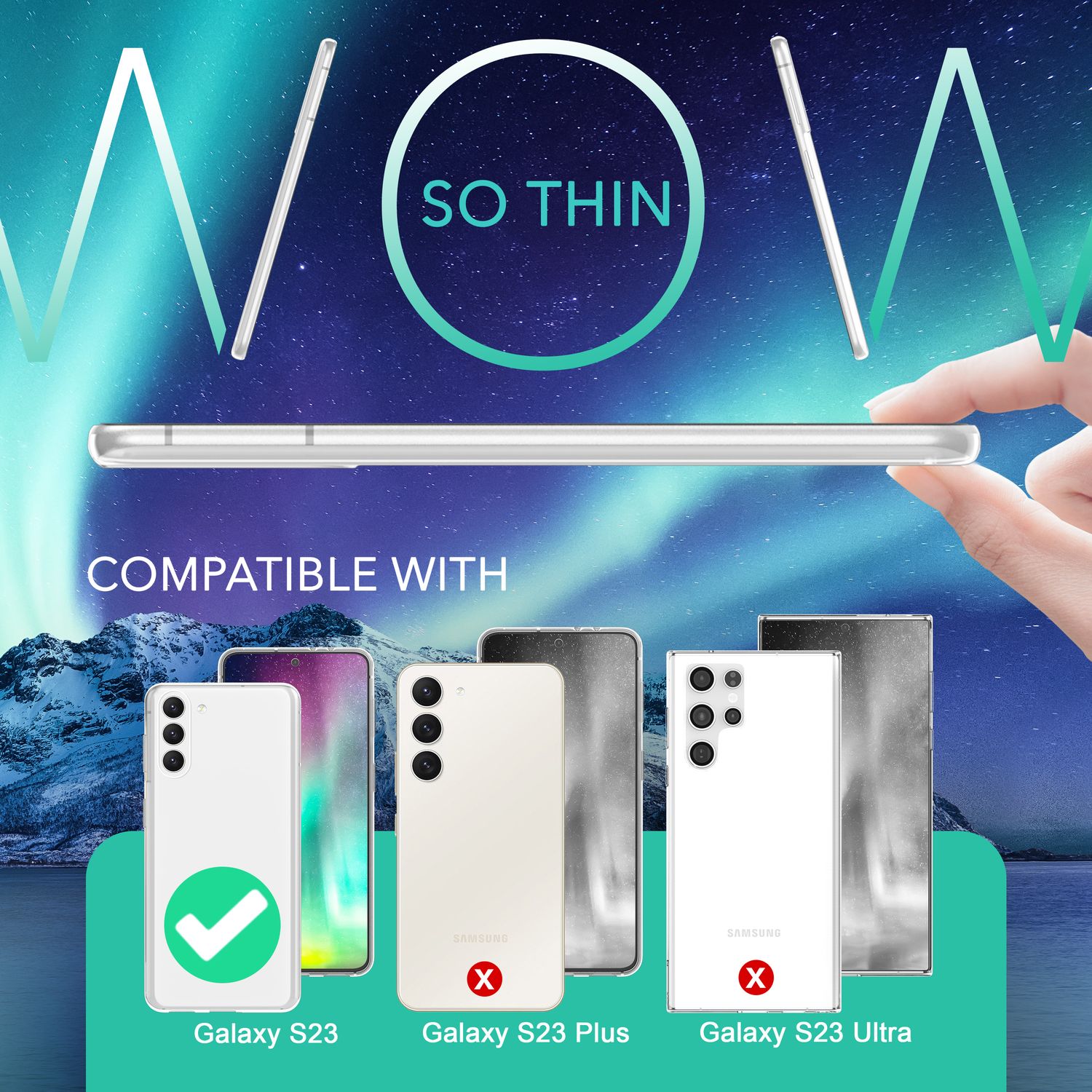 Klare Silikon Hülle für Samsung Galaxy S23, 2x Displayschutz Glas & Kameraschutz