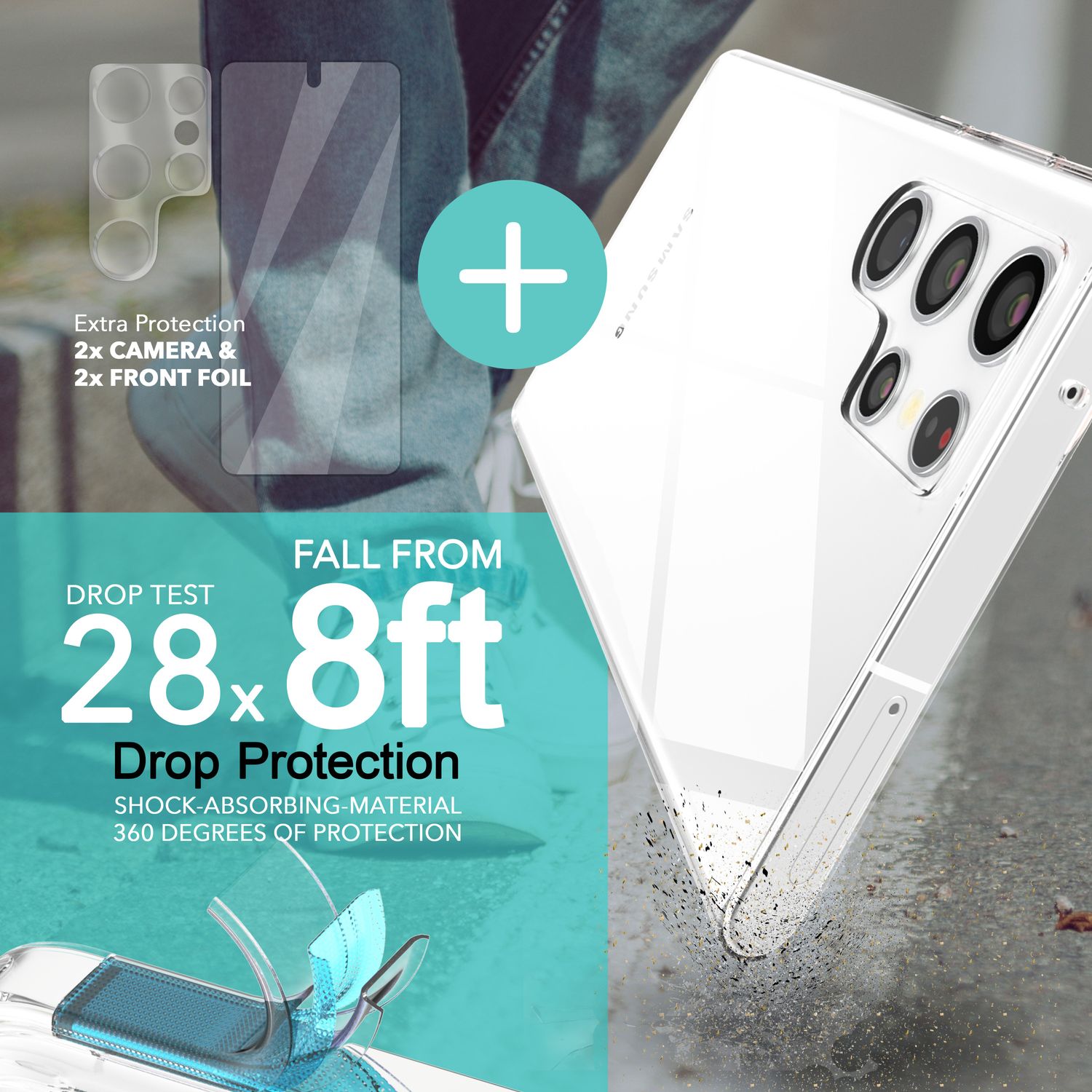 Klare Silikon Hülle für Samsung Galaxy S23 Ultra 2x Displayschutz & Kameraschutz Default Title NALIA Transparente Hülle