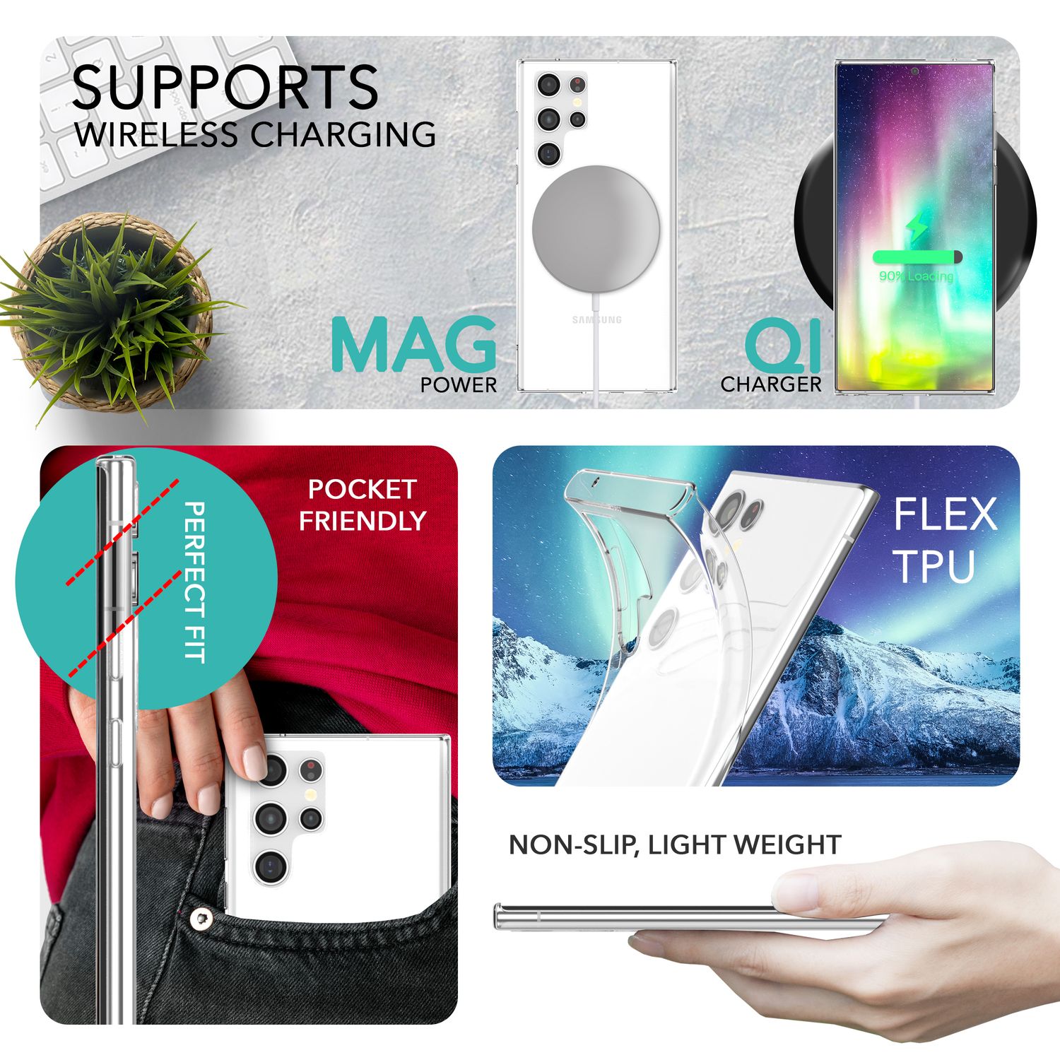 Klare Silikon Hülle für Samsung Galaxy S23 Ultra 2x Displayschutz & Kameraschutz Default Title NALIA Transparente Hülle