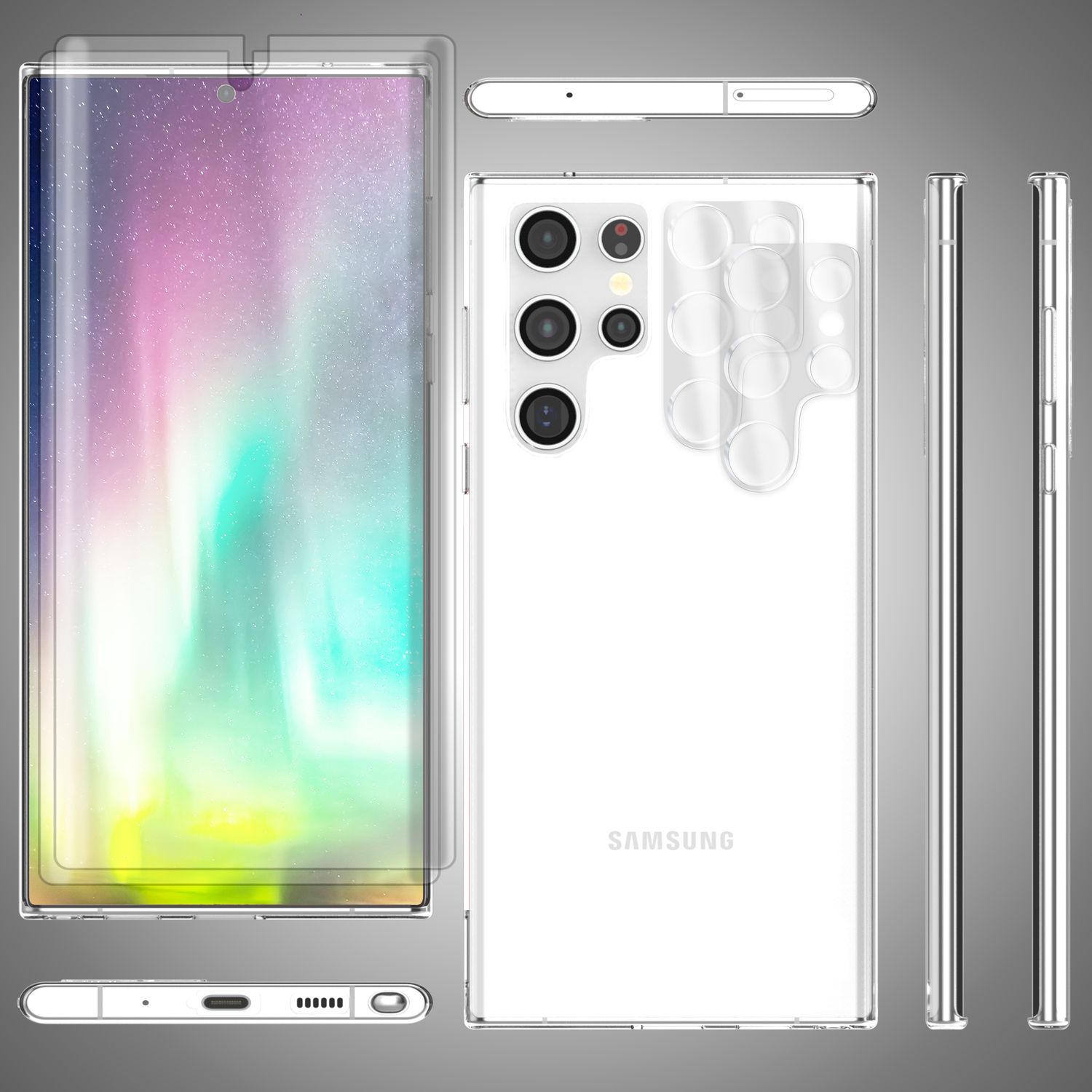 Klare Silikon Hülle für Samsung Galaxy S23 Ultra 2x Displayschutz & Kameraschutz Default Title NALIA Transparente Hülle