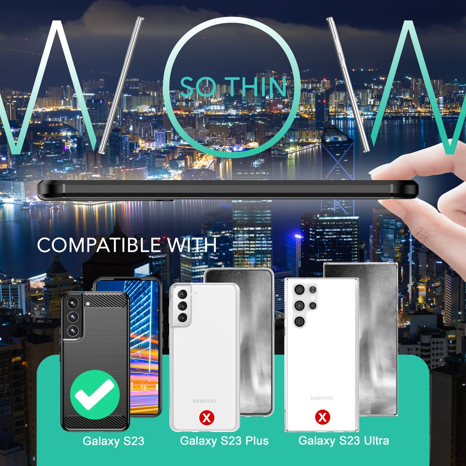 Carbon Look Hülle für Samsung Galaxy S23, 2x Displayschutz Glas, Matt Schwarz