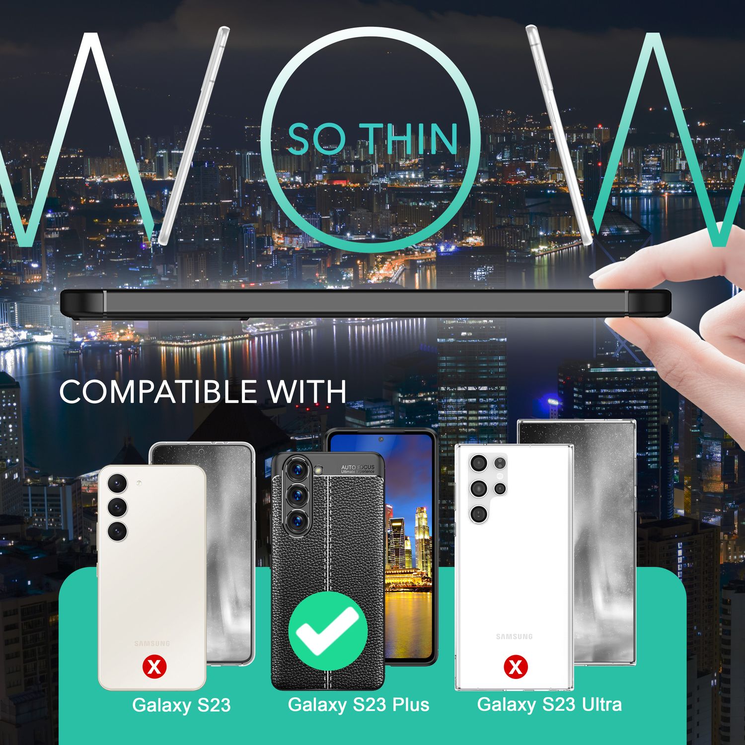 Leder Look Silikon Hülle für Samsung Galaxy S23 Plus, 2x Displayschutz, Schwarz Default Title NALIA Protective Hülle