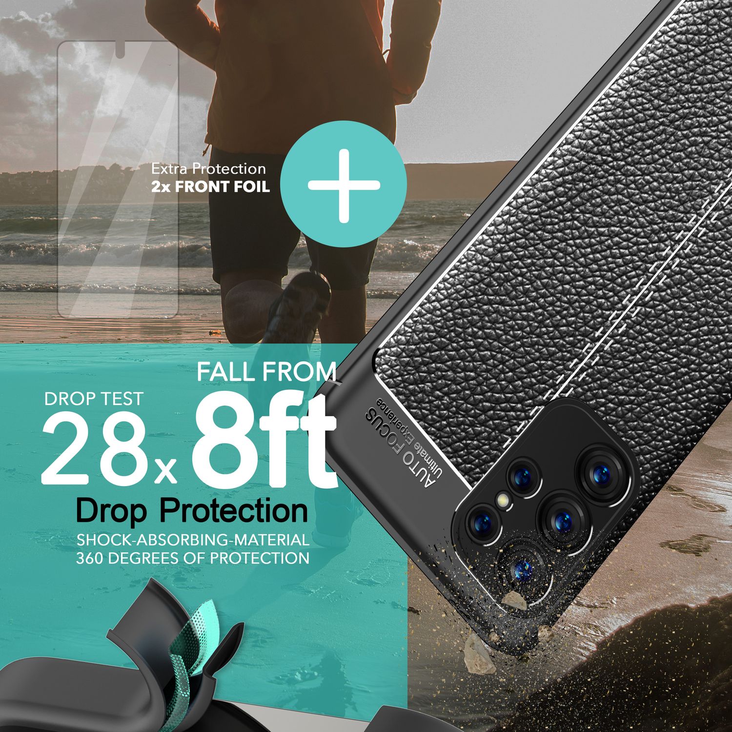 Leder Look Silikon Hülle für Samsung Galaxy S23 Ultra, 2x Displayschutz, Schwarz Default Title NALIA Protective Hülle