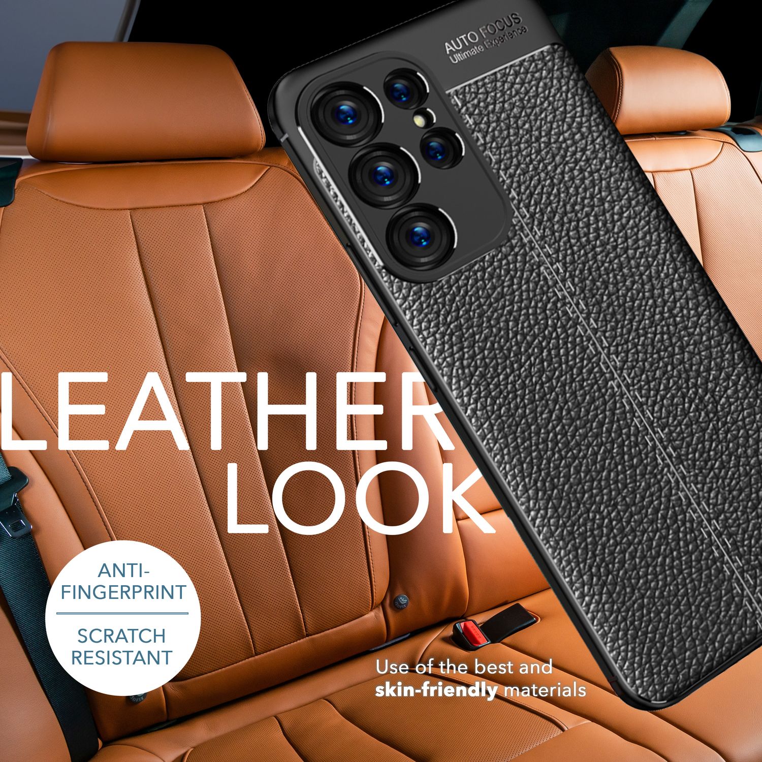 Leder Look Silikon Hülle für Samsung Galaxy S23 Ultra, 2x Displayschutz, Schwarz Default Title NALIA Protective Hülle