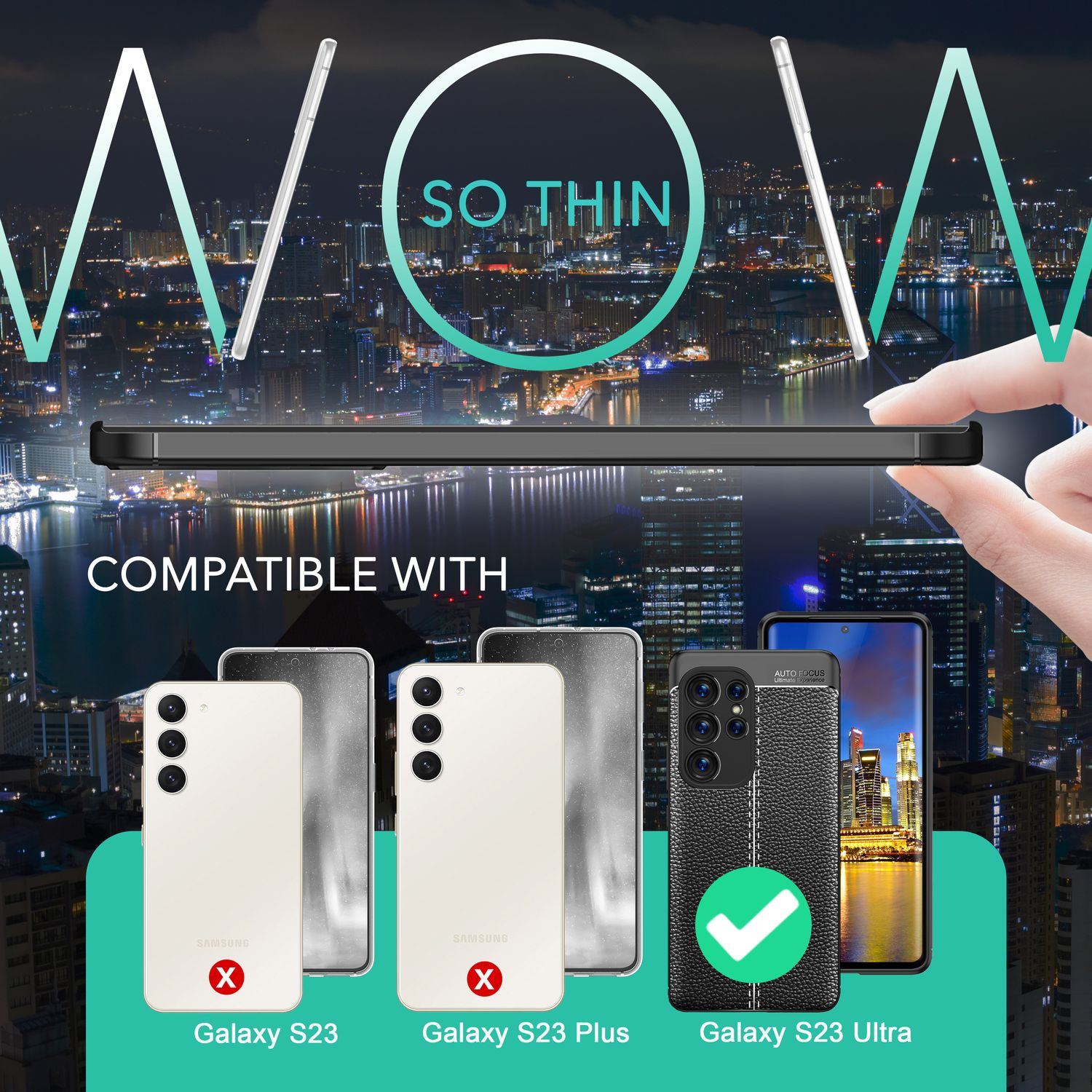 Leder Look Silikon Hülle für Samsung Galaxy S23 Ultra, 2x Displayschutz, Schwarz Default Title NALIA Protective Hülle