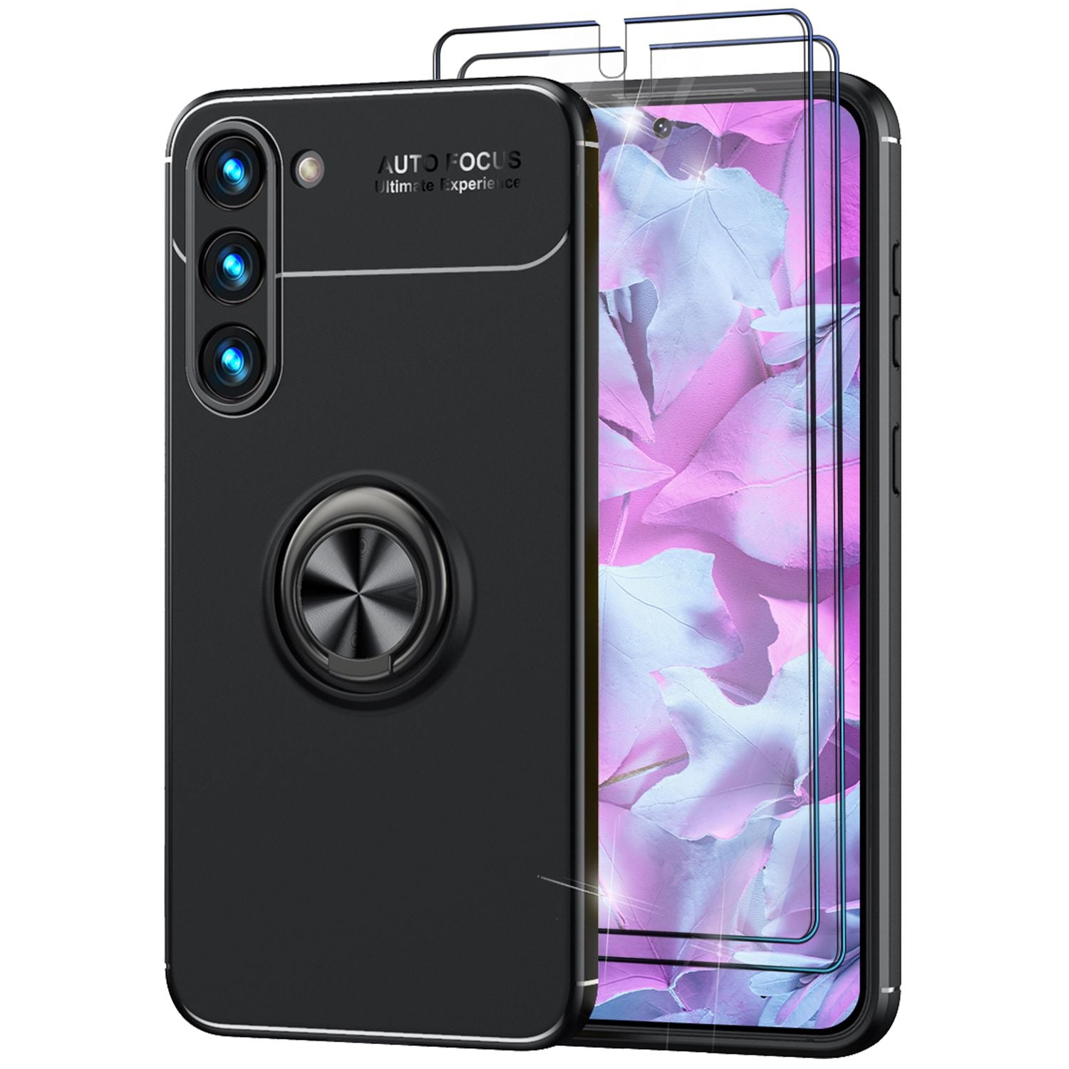 Matte Ring Silikon Hülle für Samsung Galaxy S23, 2x Displayschutz