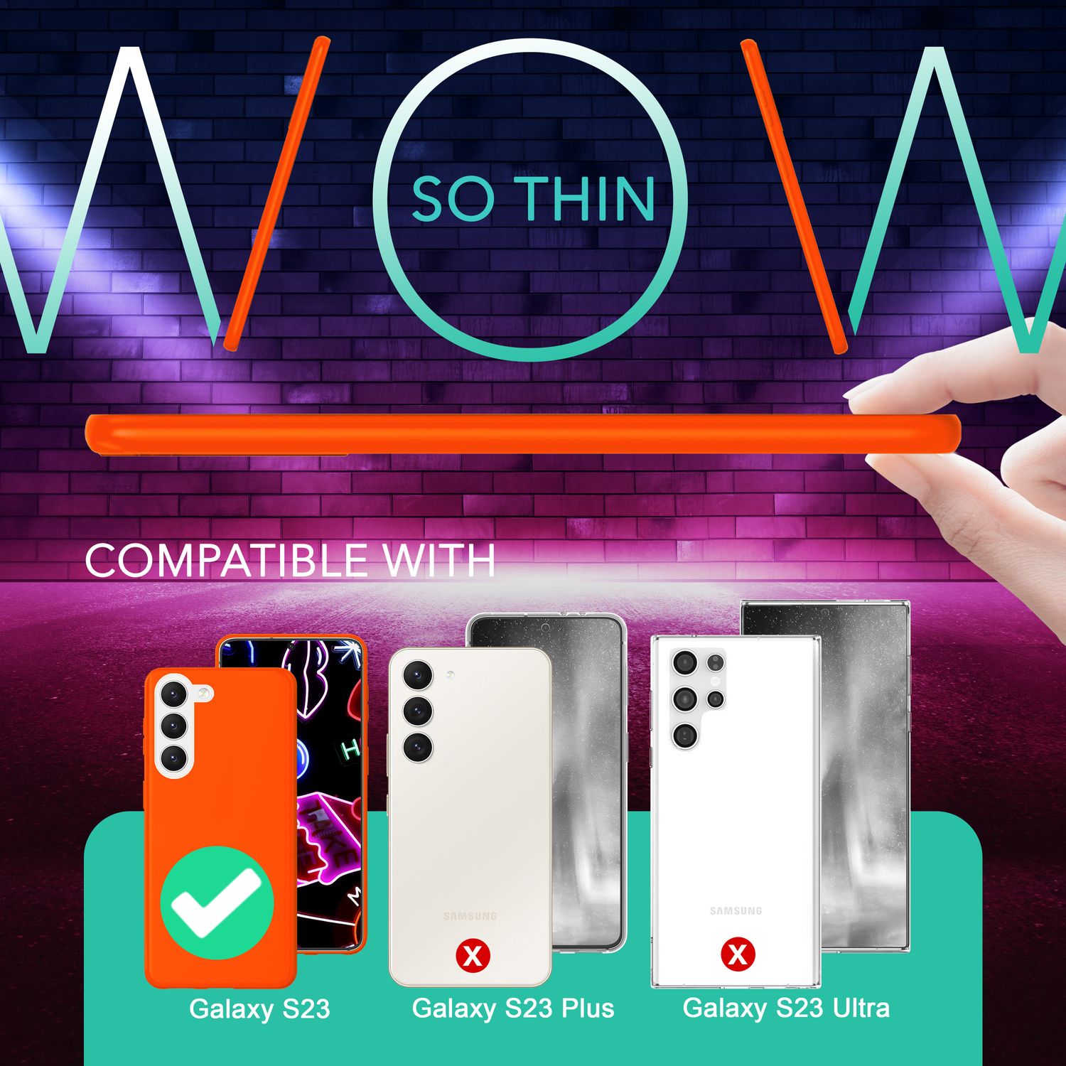 Neon Silikon Hülle für Samsung Galaxy S23, 2x Display- & Kameraschutz