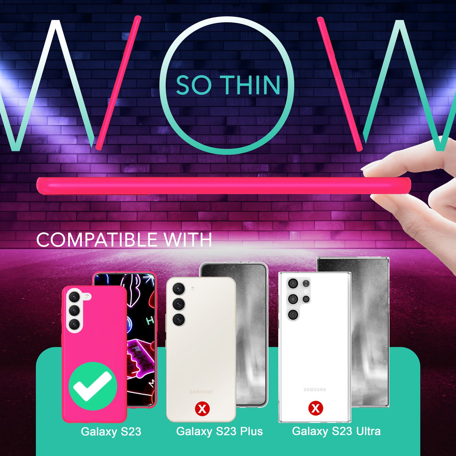 Neon Silikon Hülle für Samsung Galaxy S23, 2x Display- & Kameraschutz