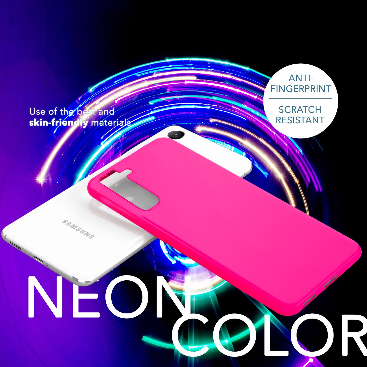 Neon Silikon Hülle für Samsung Galaxy S23 Plus, 2x Display/ Kameraschutz
