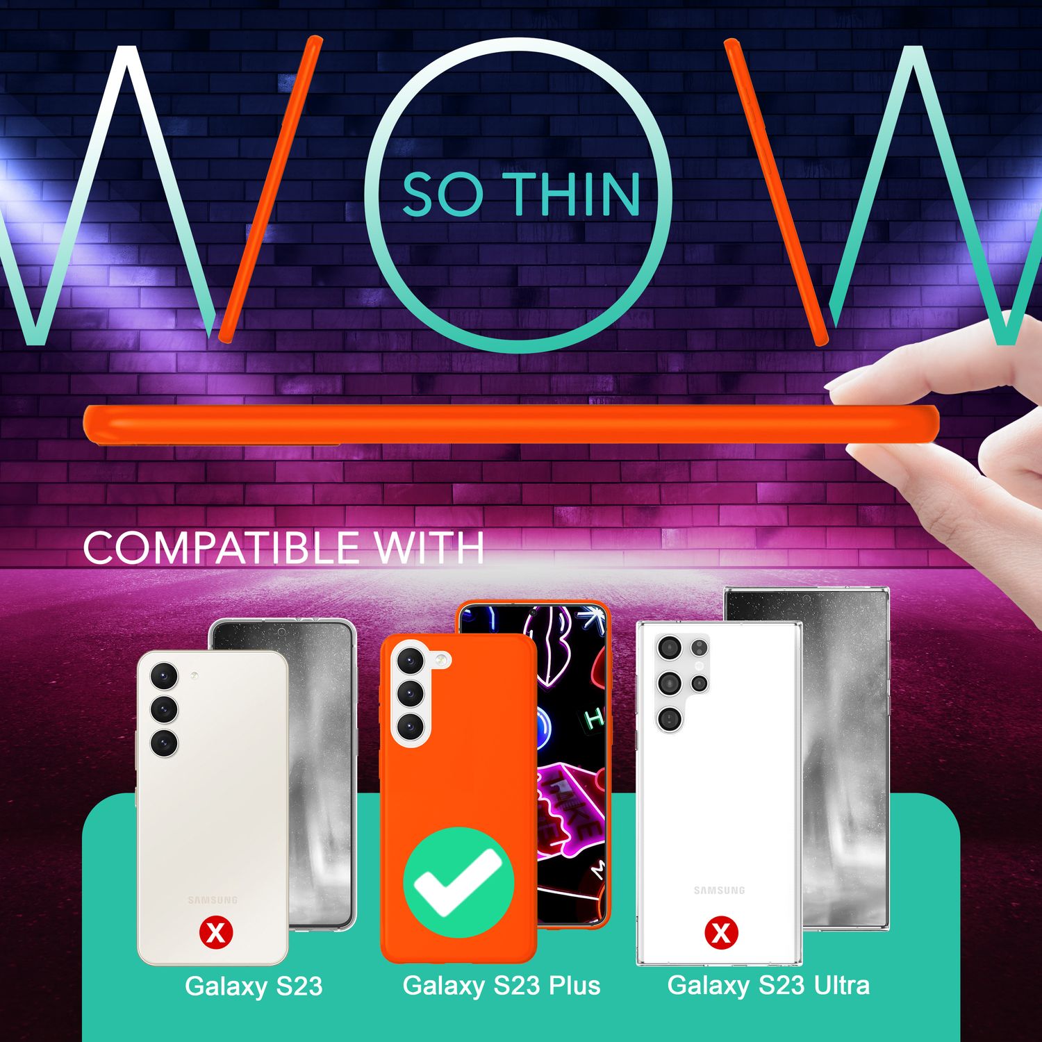 Neon Silikon Hülle für Samsung Galaxy S23 Plus, 2x Display/ Kameraschutz