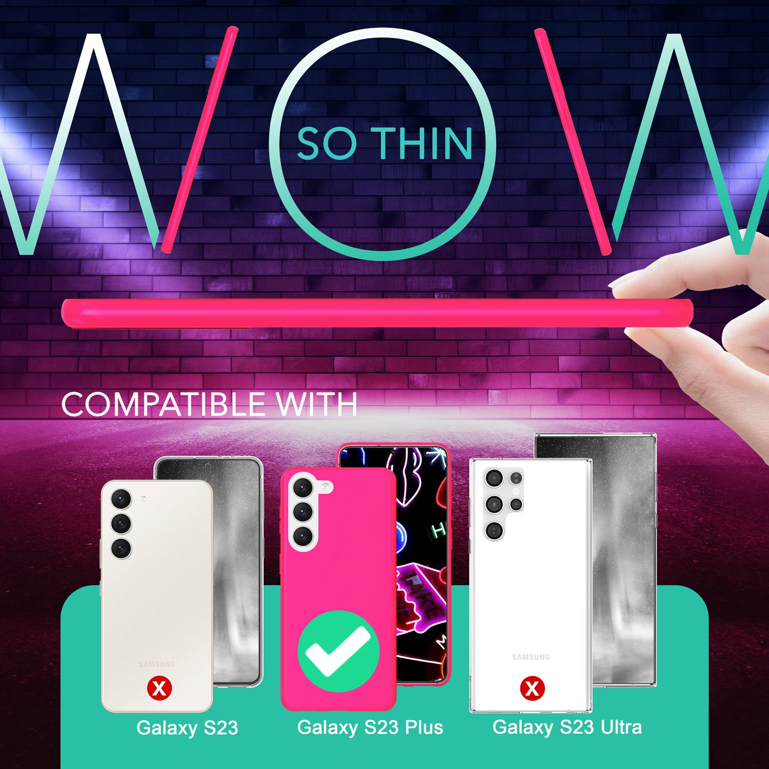 Neon Silikon Hülle für Samsung Galaxy S23 Plus, 2x Display/ Kameraschutz