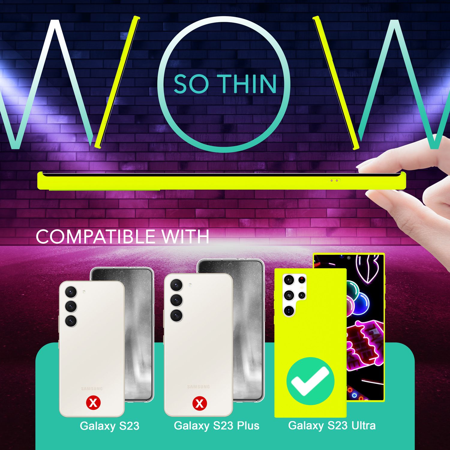 Bunte Neon Silikon Hülle für Samsung Galaxy S23 Ultra, 2x Displayschutz