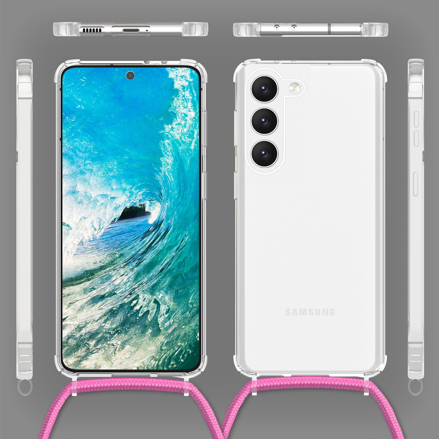 Klare Hülle mit Kette zum Umhängen für Samsung Galaxy S23 Plus