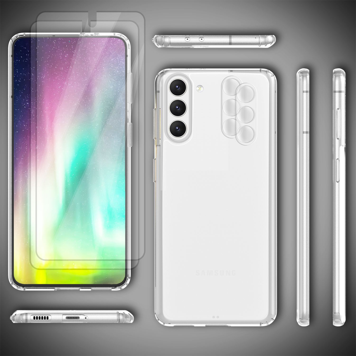 Klare Hülle für Samsung Galaxy S23 Plus, 2x Display- & Kameraschutz, Transparent